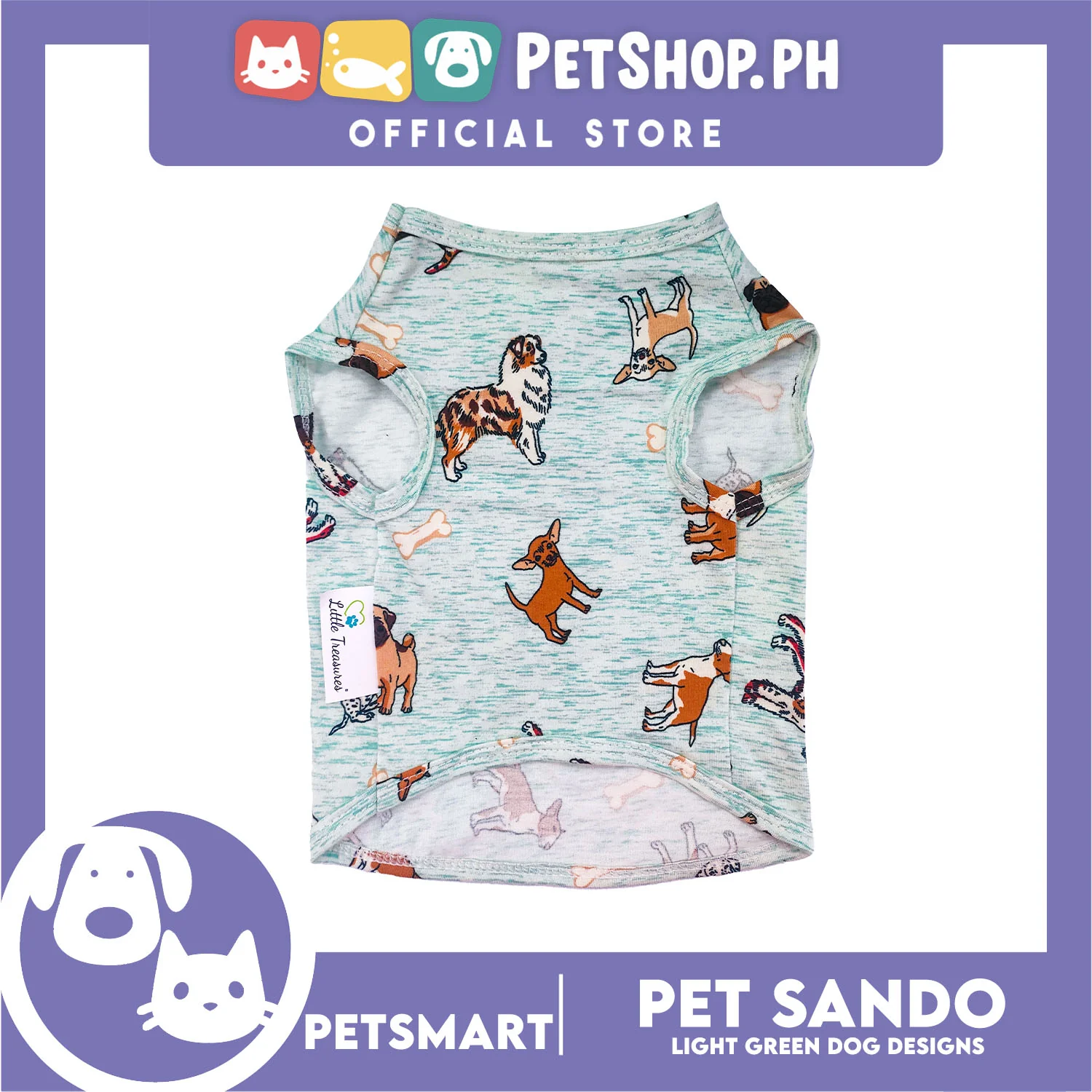 Pet Sando Light Green Color, Dog Design DG-CTN144M (Medium) Perfect Fit For Dogs And Cats - Image 4