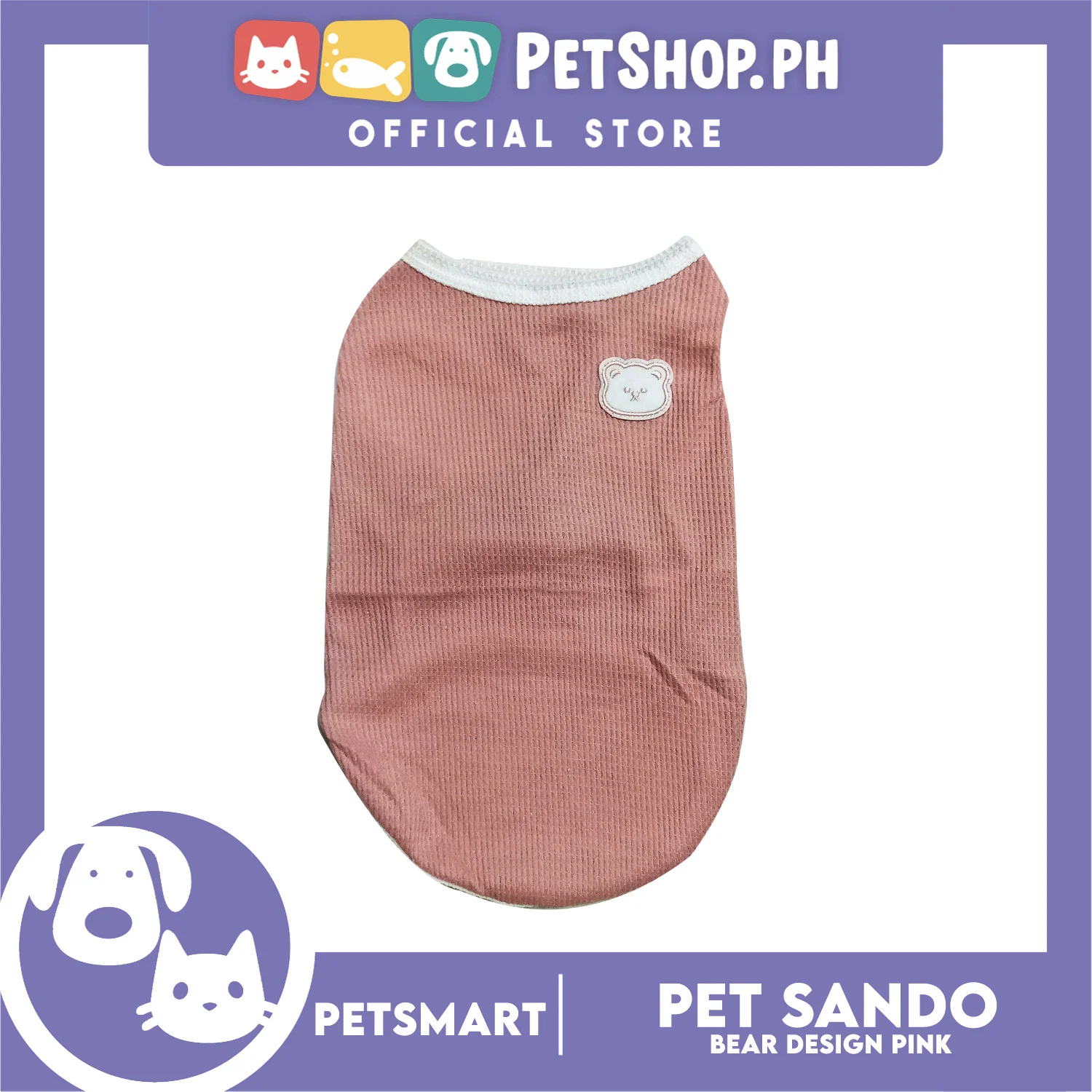 Pet Sando Pink Bear Print Design Large Size (CWYF1731) for cats and dogs - Image 3
