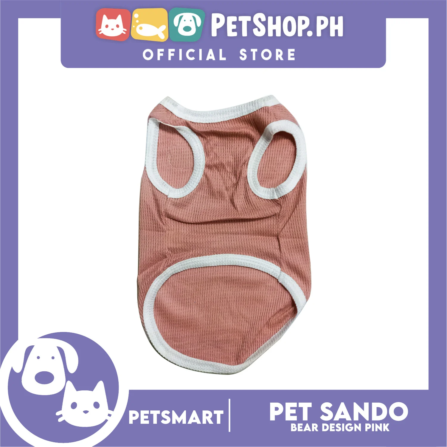 Pet Sando Pink Bear Print Design Medium Size (CWYF1731) for cats and dogs - Image 3