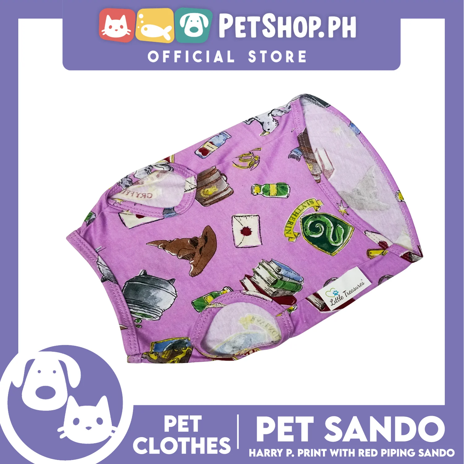 Pet Sando School of Wizardry Print with Red Piping (Extra Large) Pet Shirt Clothes Perfect fit for Dogs - Image 3