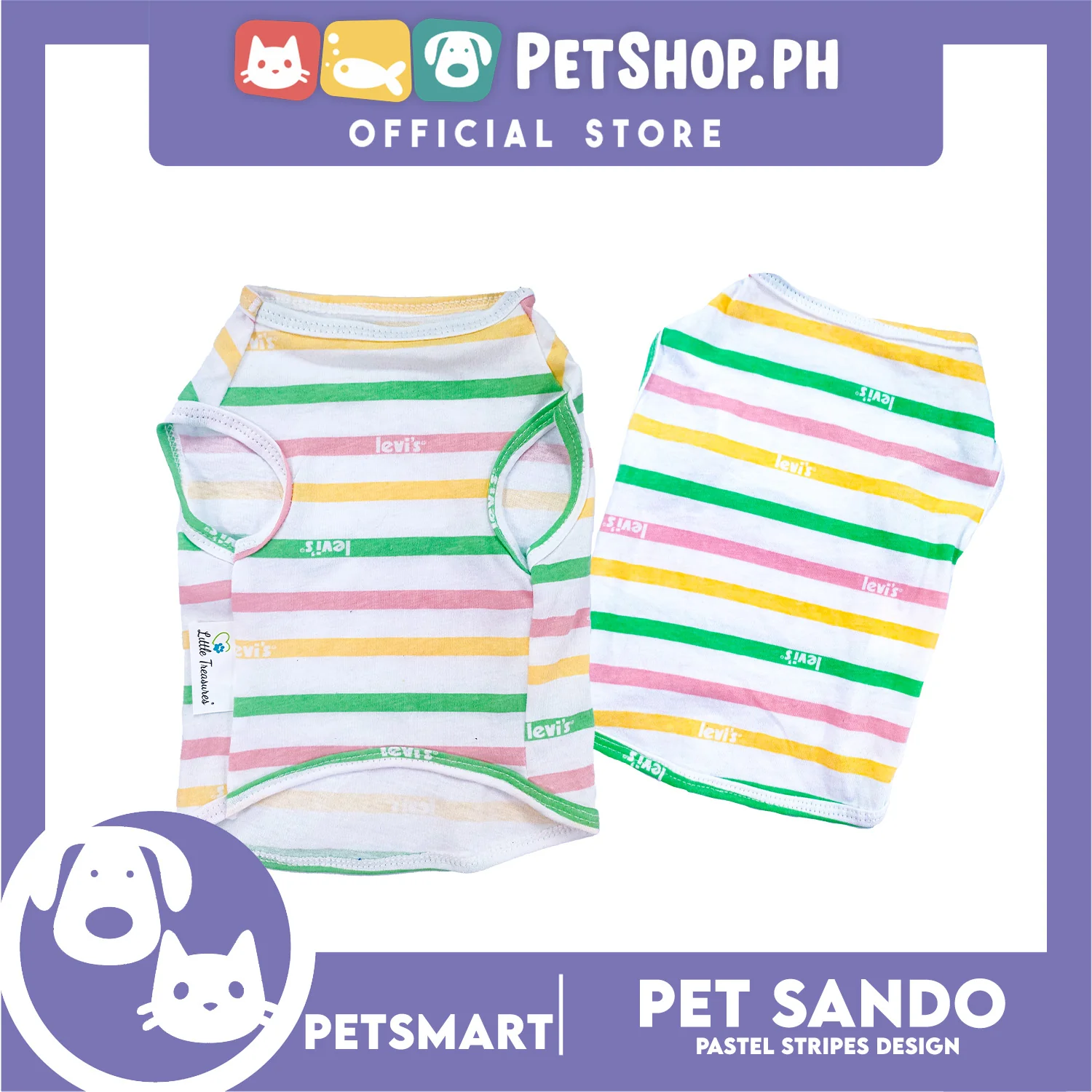 Pet Sando Stripes Design, Pastel Color DG-CTN146L (Large) Perfect Fit For Dogs And Cats - Image 2
