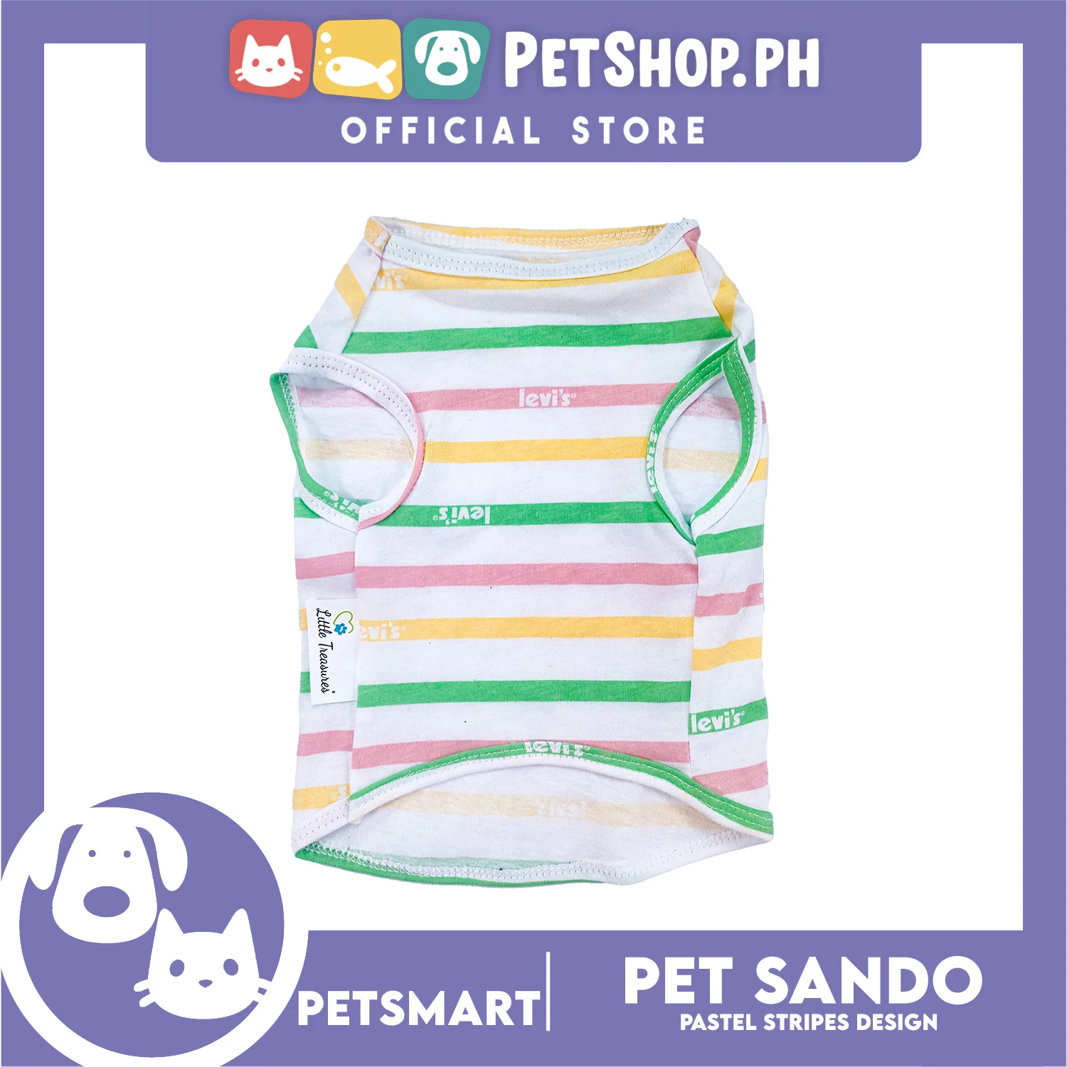Pet Sando Stripes Design, Pastel Color DG-CTN146M (Medium) Perfect Fit For Dogs And Cats - Image 3