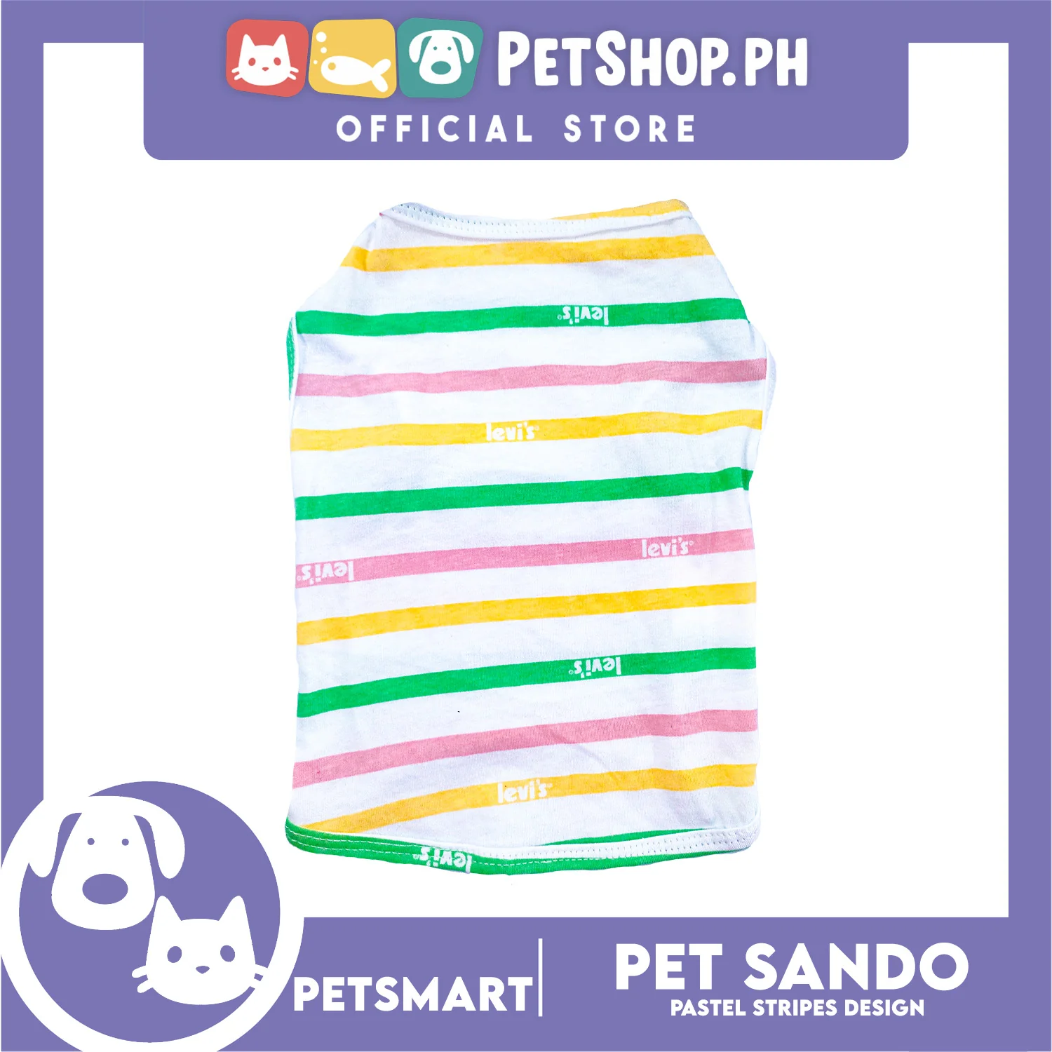 Pet Sando Stripes Design, Pastel Color DG-CTN146XL (XL) Perfect Fit For Dogs And Cats - Image 3