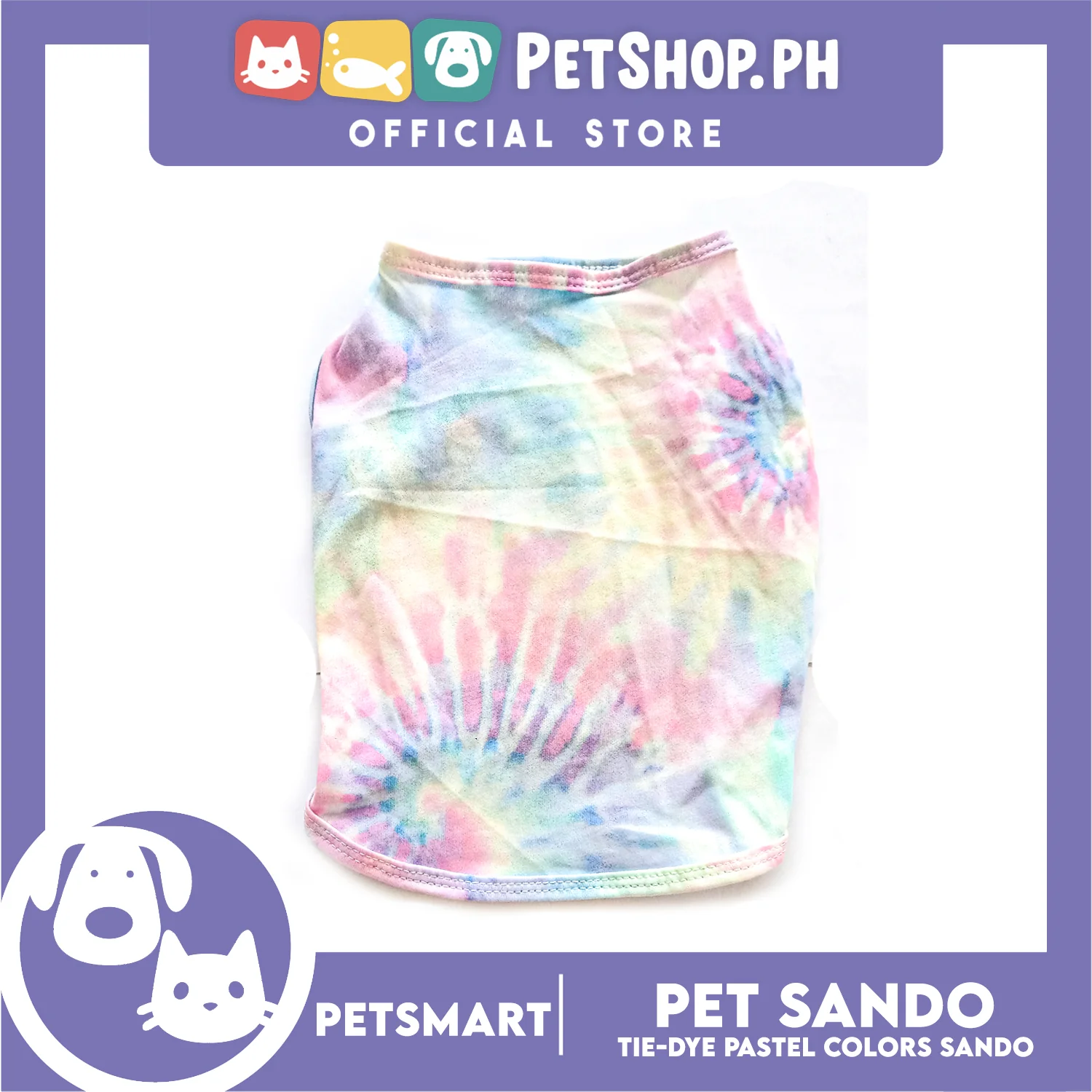 Pet Sando Tie-Dye Pastel Colors DG-CTN137L (Large) Perfect Fit For Dogs And Cats - Image 2
