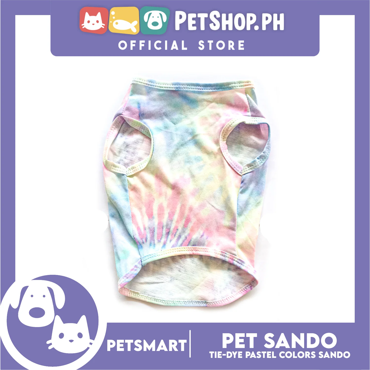 Pet Sando Tie-Dye Pastel Colors DG-CTN137XL (XL) Perfect Fit For Dogs And Cats - Image 2