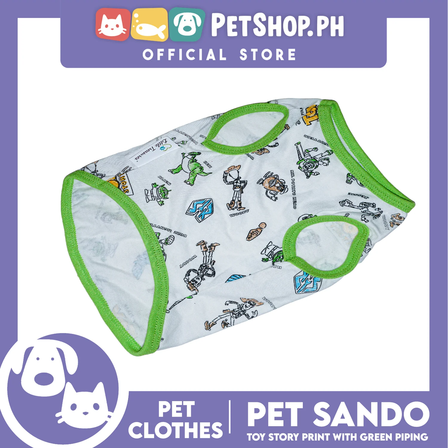 Pet Sando Toy Story Print with Green Piping (Extra Large) Perfect Fit for Dogs and Cats - Image 3