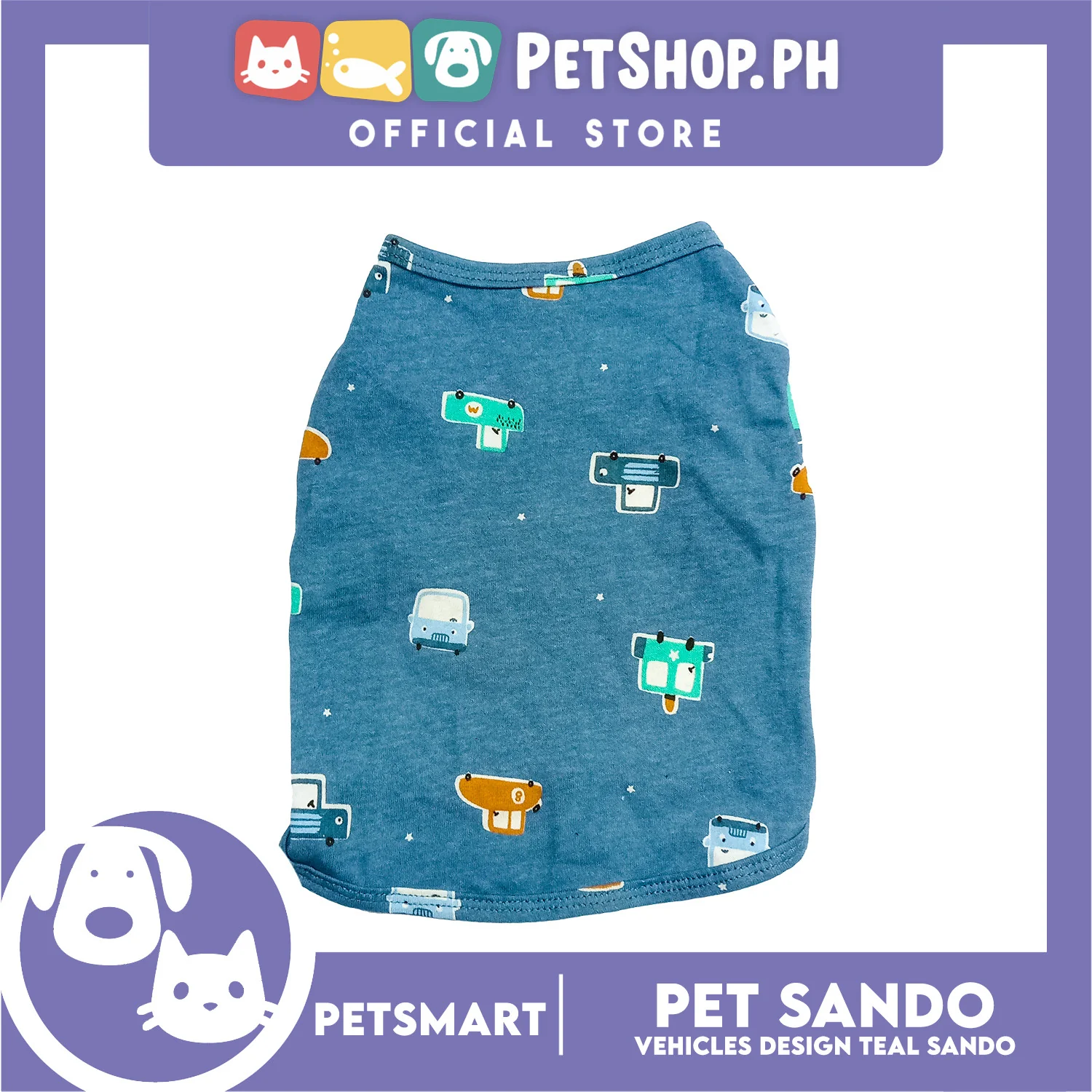 Pet Sando Vehicles Design Teal Color, Large Size (DG-CTN206L) - Image 3