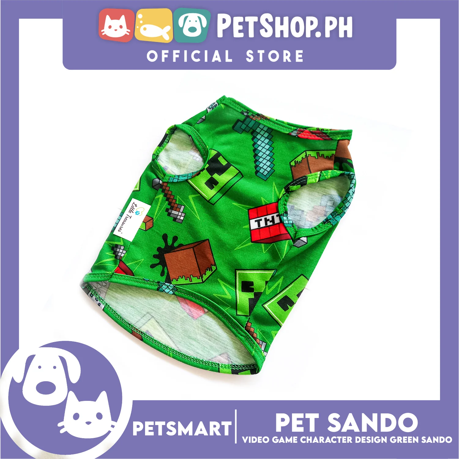 Pet Sando with Character Design, Green Color DG-CTN139M (Medium) Perfect Fit For Dogs And Cats - Image 2