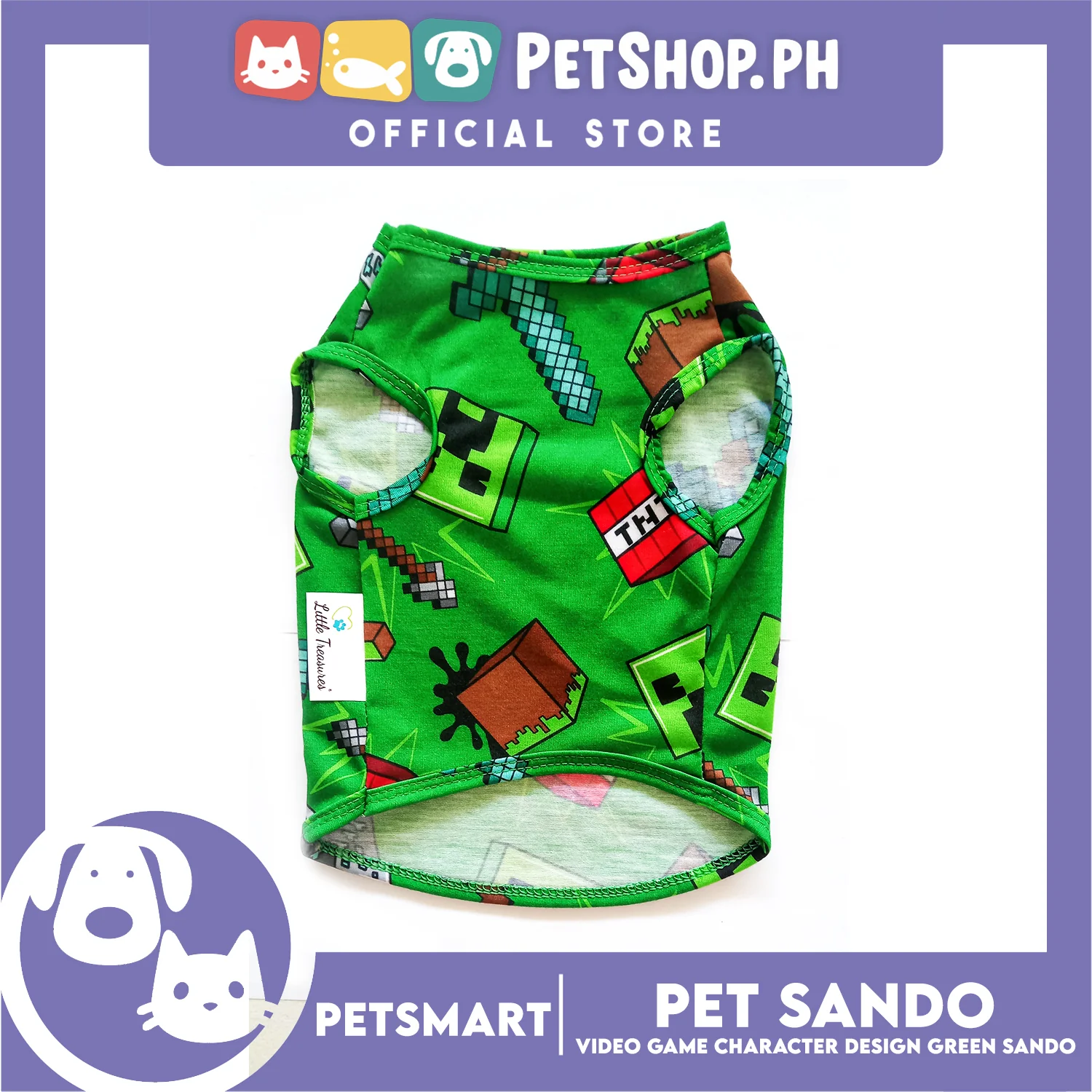 Pet Sando with Character Design, Green Color DG-CTN139M (Medium) Perfect Fit For Dogs And Cats - Image 3