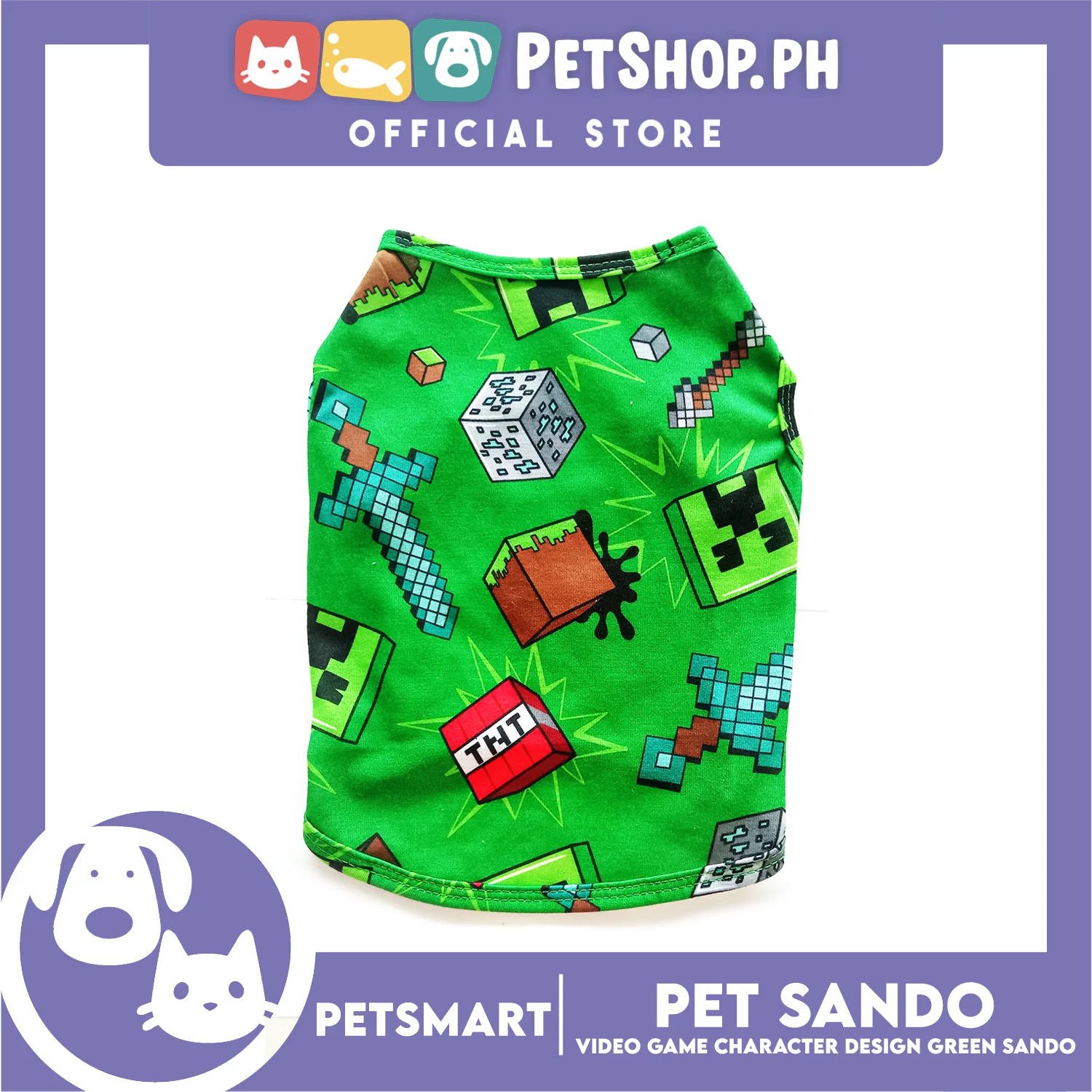Pet Sando with Character Design, Green Color DG-CTN139M (Medium) Perfect Fit For Dogs And Cats - Image 4