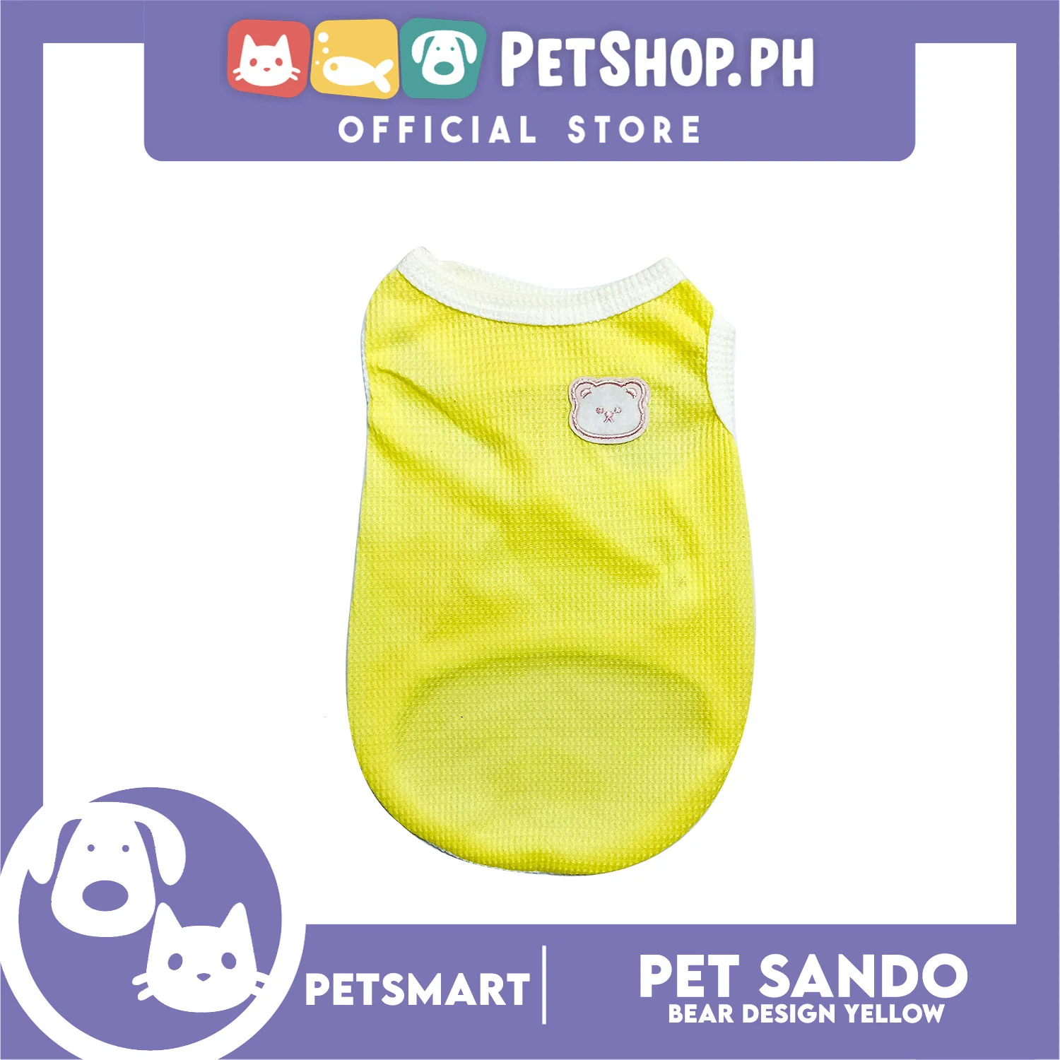 Pet Sando Yellow Bear Print Design Large Size (CWYF1731) for cats and dogs - Image 2