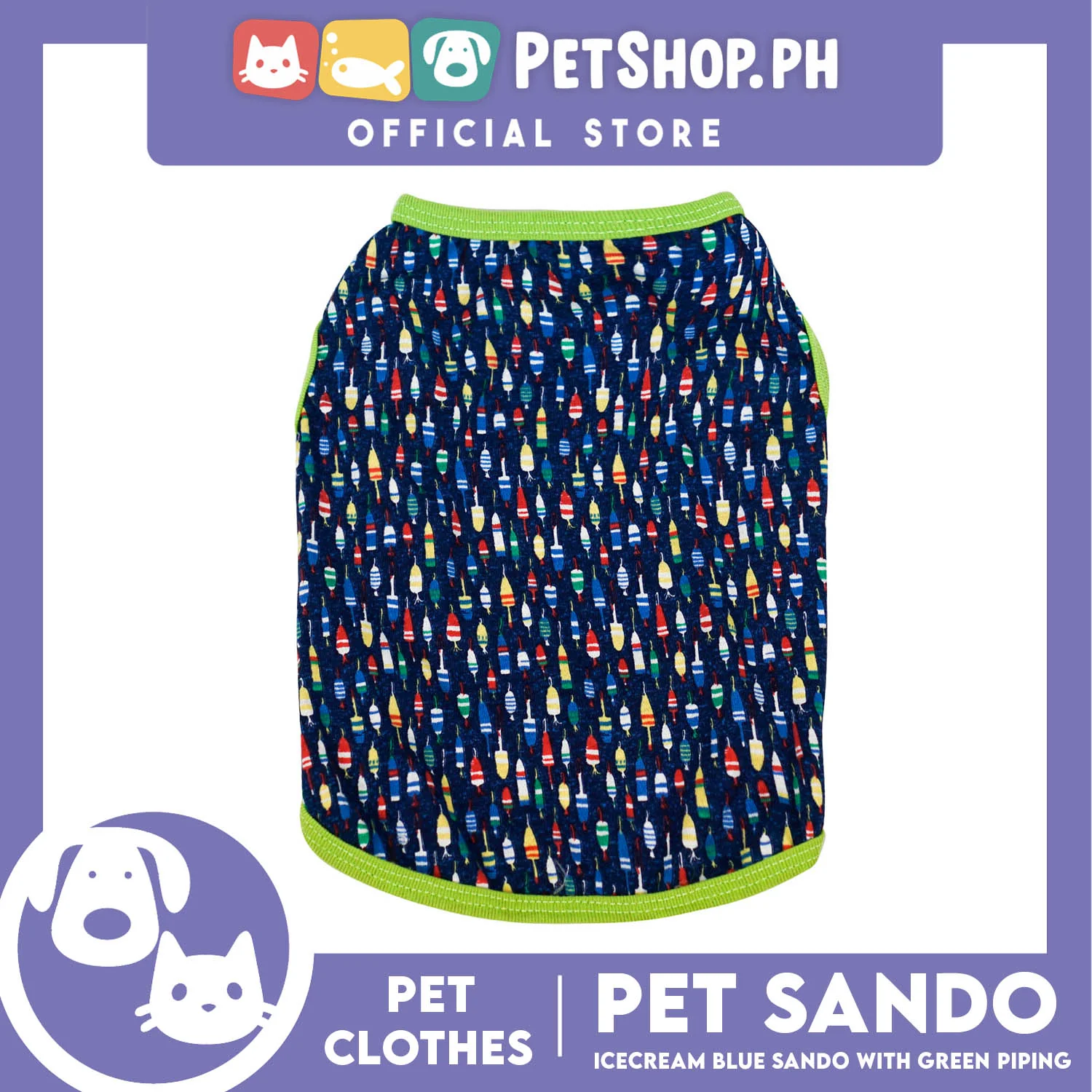 Pet Sando Blue Ice Cream Design with Green Piping (Extra Large) Perfect Fit for Dogs - Image 3