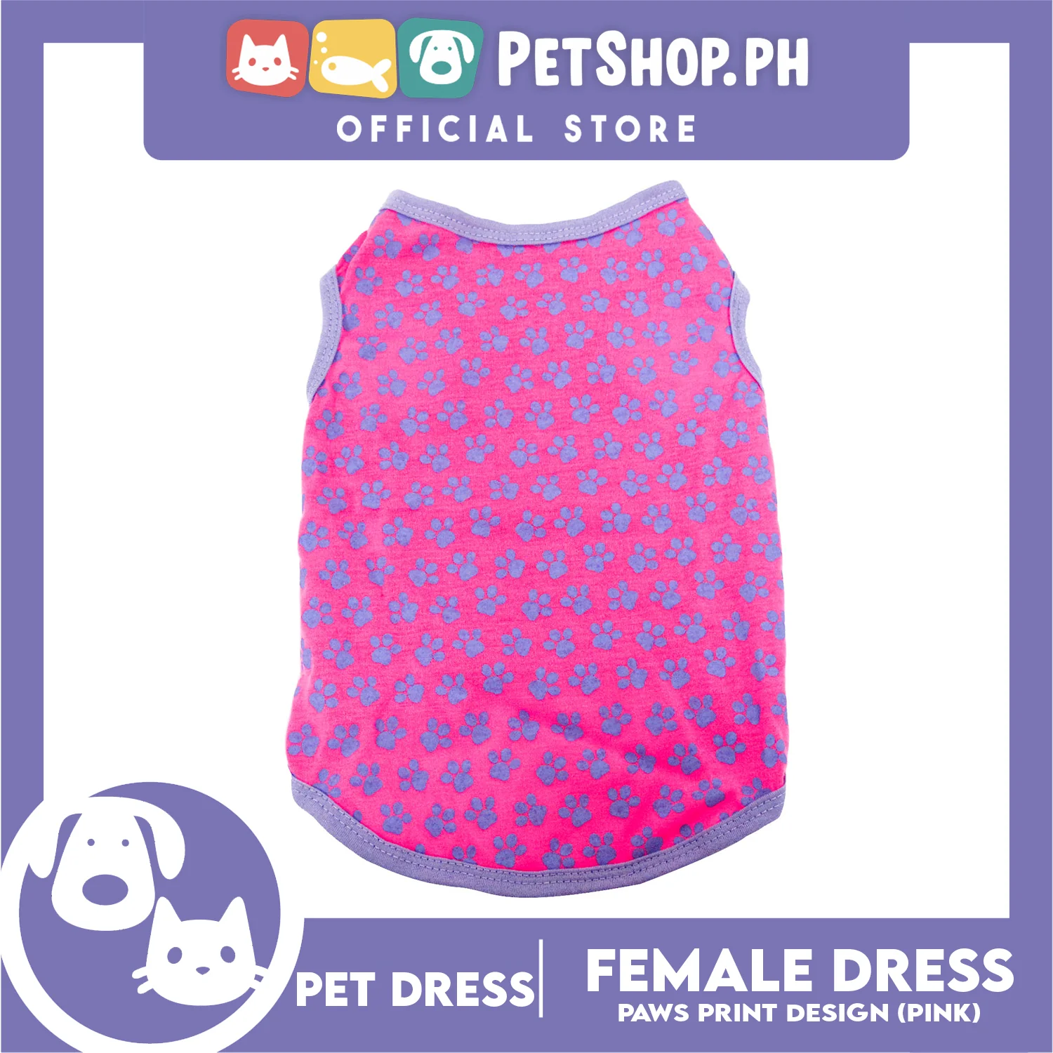 Pet Shirt Blue Paw Design (Large Size) Sleeveless for Puppy, Small Dog- Sando Breathable Clothes, Pet T-shirt, Sweat Shirt - Image 3