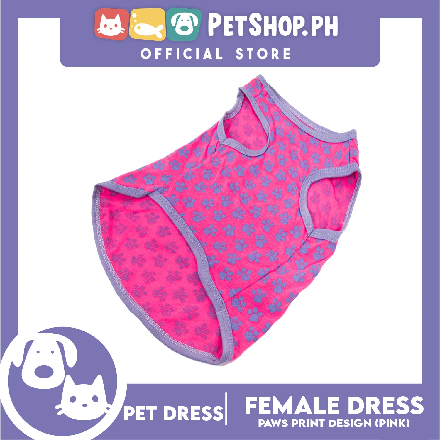 Pet Sando Blue Paw Design (Medium Size) Sleeveless for Puppy, Small Dog- Sando Breathable Clothes,Pet T-shirt,Sweat Shirt - Image 2