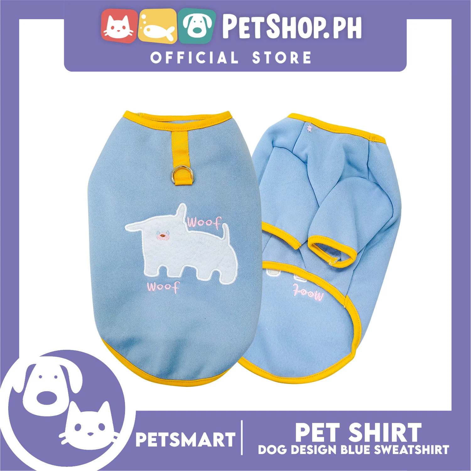 Pet Shirt Blue Sweat Shirt Dog Design (Large) for Cats and Dogs - Image 5