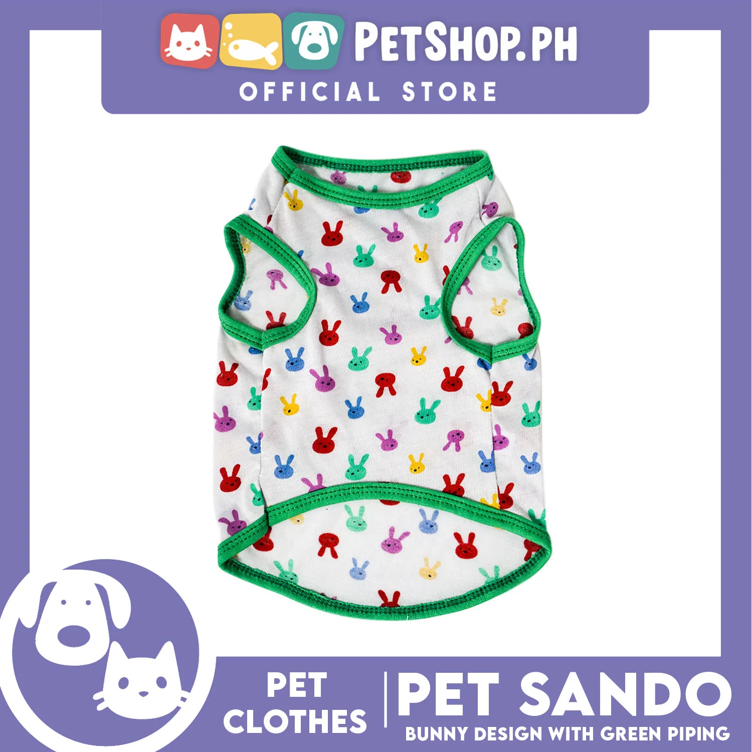 Pet Sando Bunny Design with Green Piping (Large) Perfect Fit for Dogs - Image 2