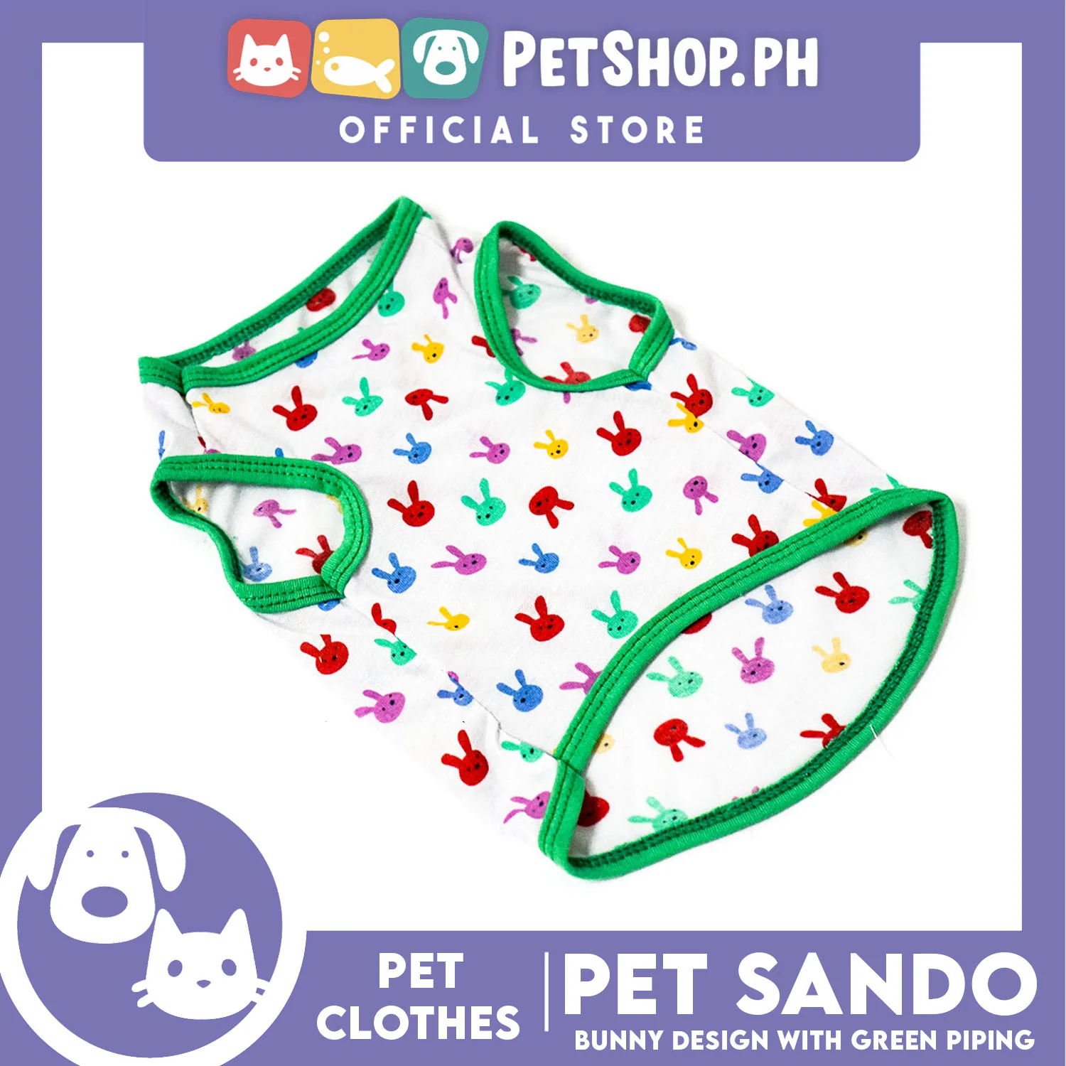 Pet Sando Bunny Design with Green Piping (Large) Perfect Fit for Dogs - Image 4