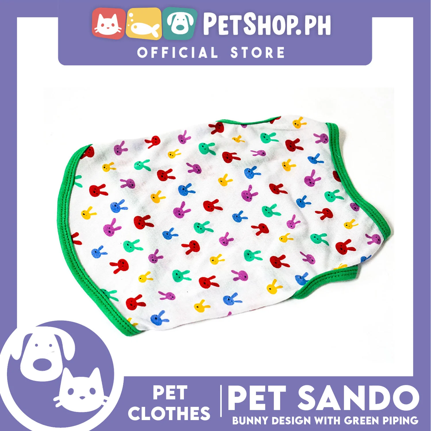 Pet Sando Bunny Design with Green Piping (Medium) Perfect Fit for Dogs - Image 2