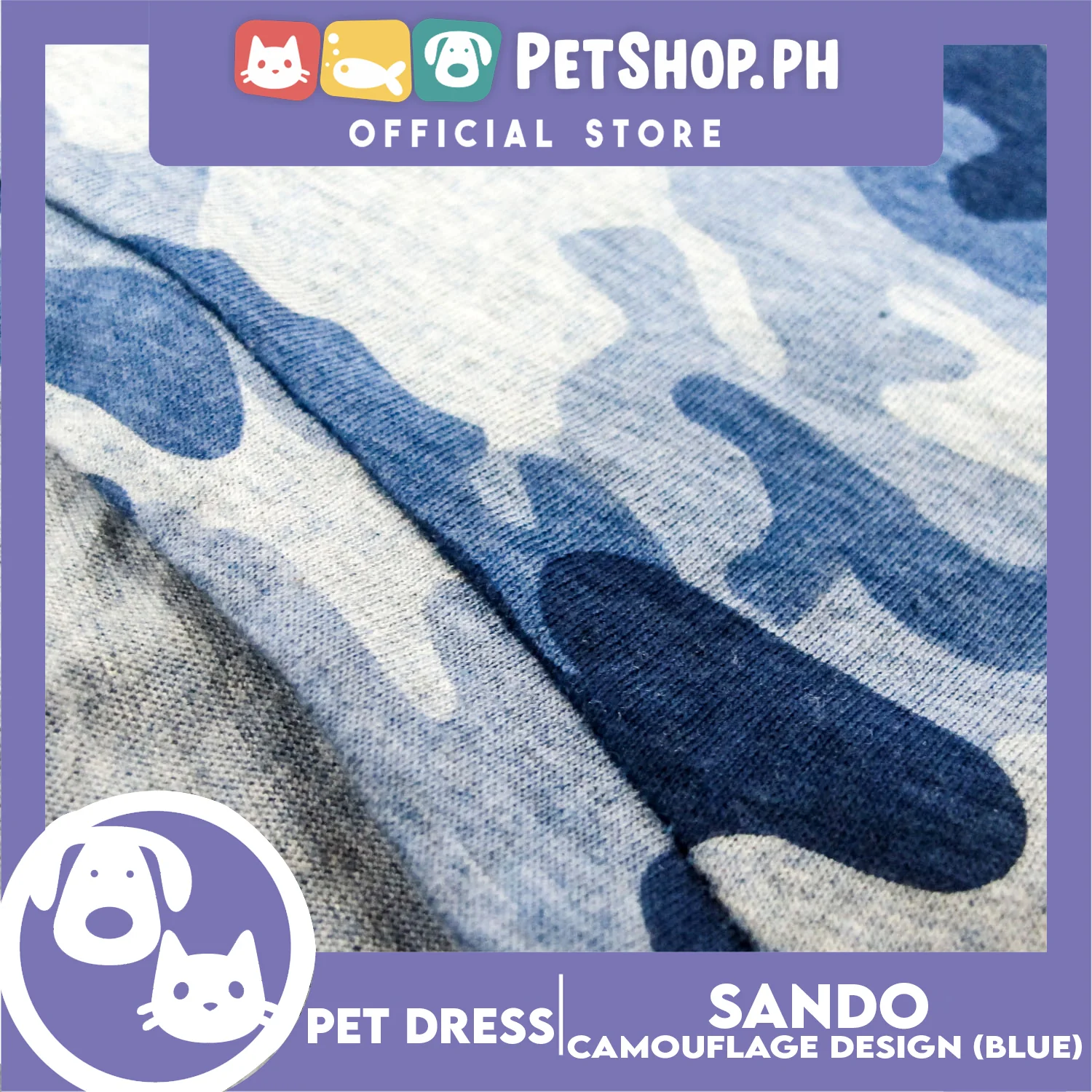 Pet Shirt Camouflage Design Sleeveless Blue (Small) for Puppy, Small Dogs and Cats- Sando Breathable Clothes, Pet T-shirt - Image 2