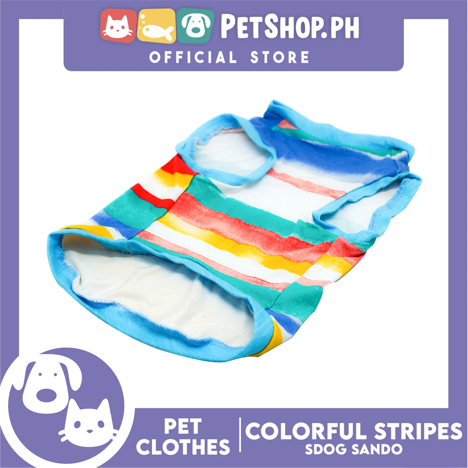 Pet Shirt Colorful Stripes Sando Shirt (Large) Perfect Fit for Dogs and Cats - Image 4
