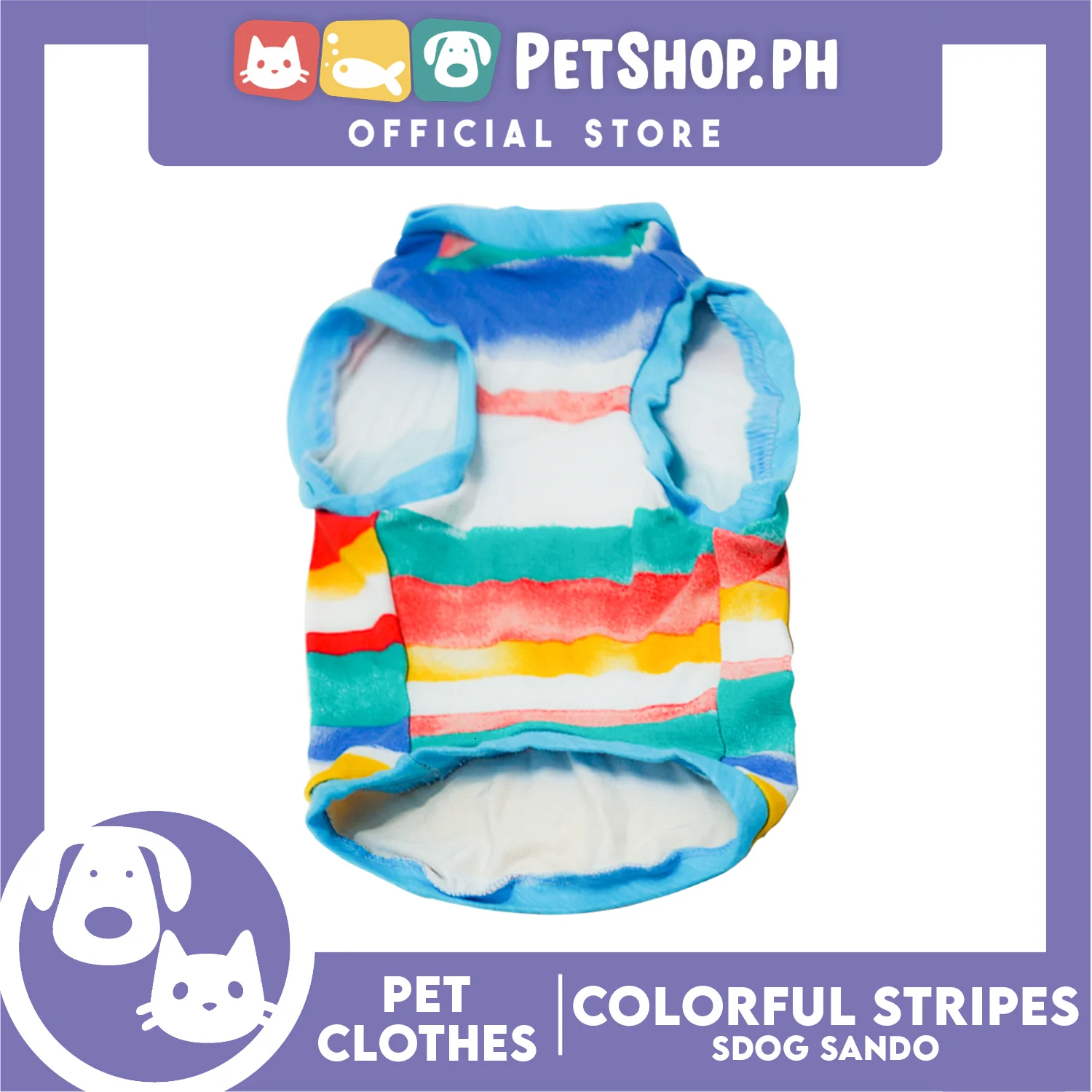 Pet Shirt Colorful Stripes Sando Shirt (Small) Perfect Fit for Dogs and Cats - Image 4