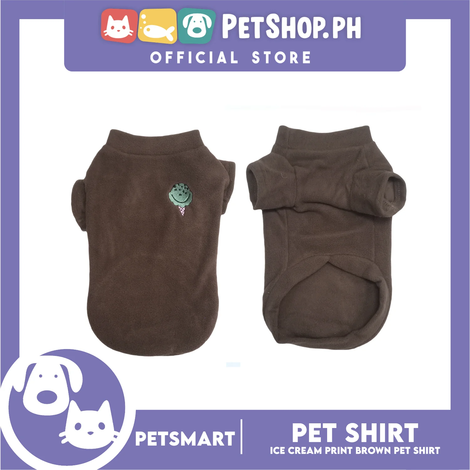 Pet Shirt Ice Cream Print Brown (Large) for Cats and Dogs Pet Clothes - Image 4