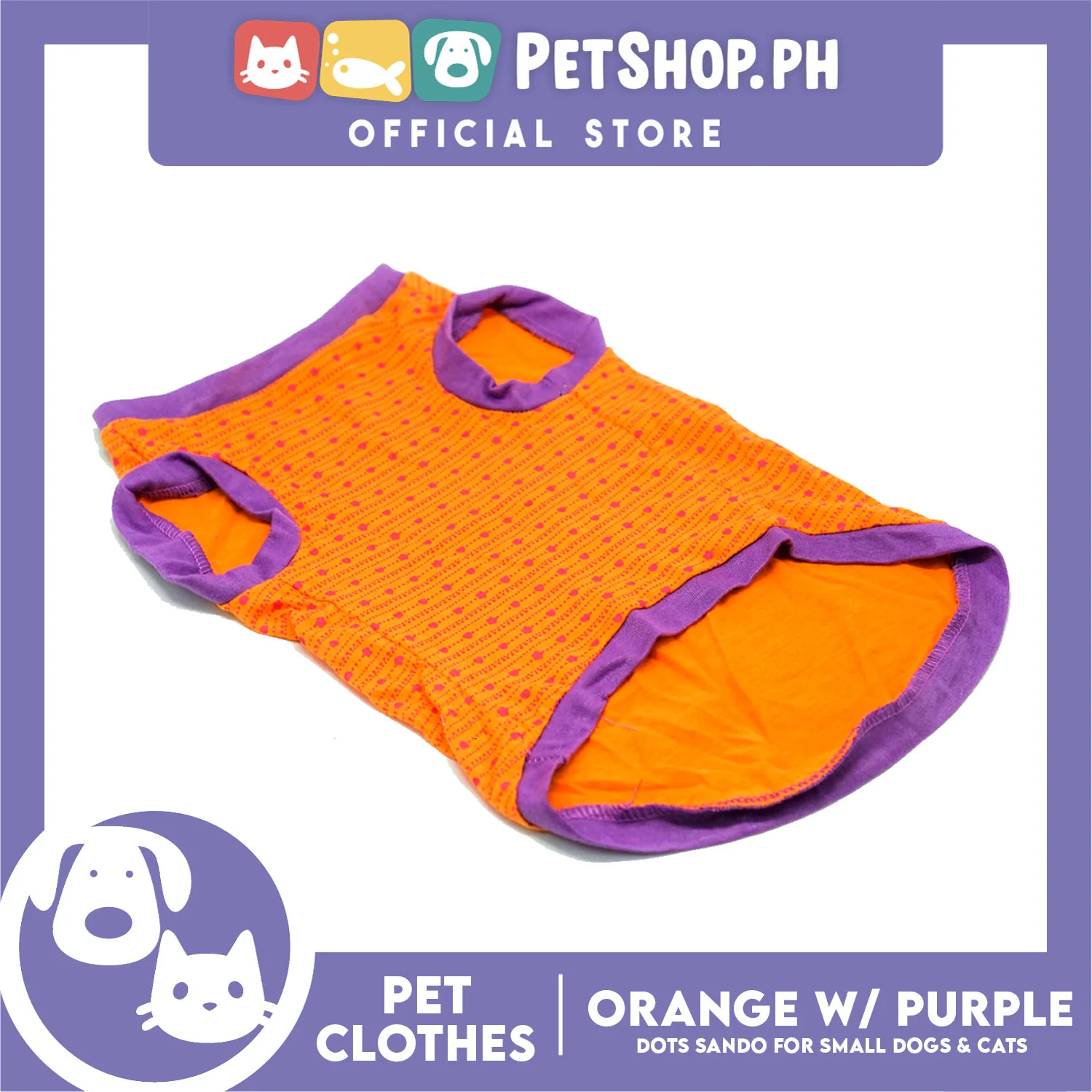Pet Shirt Orange with Pink Dots Sando (Extra Large) Perfect Fit for Dogs and Cats Cloth - Image 2