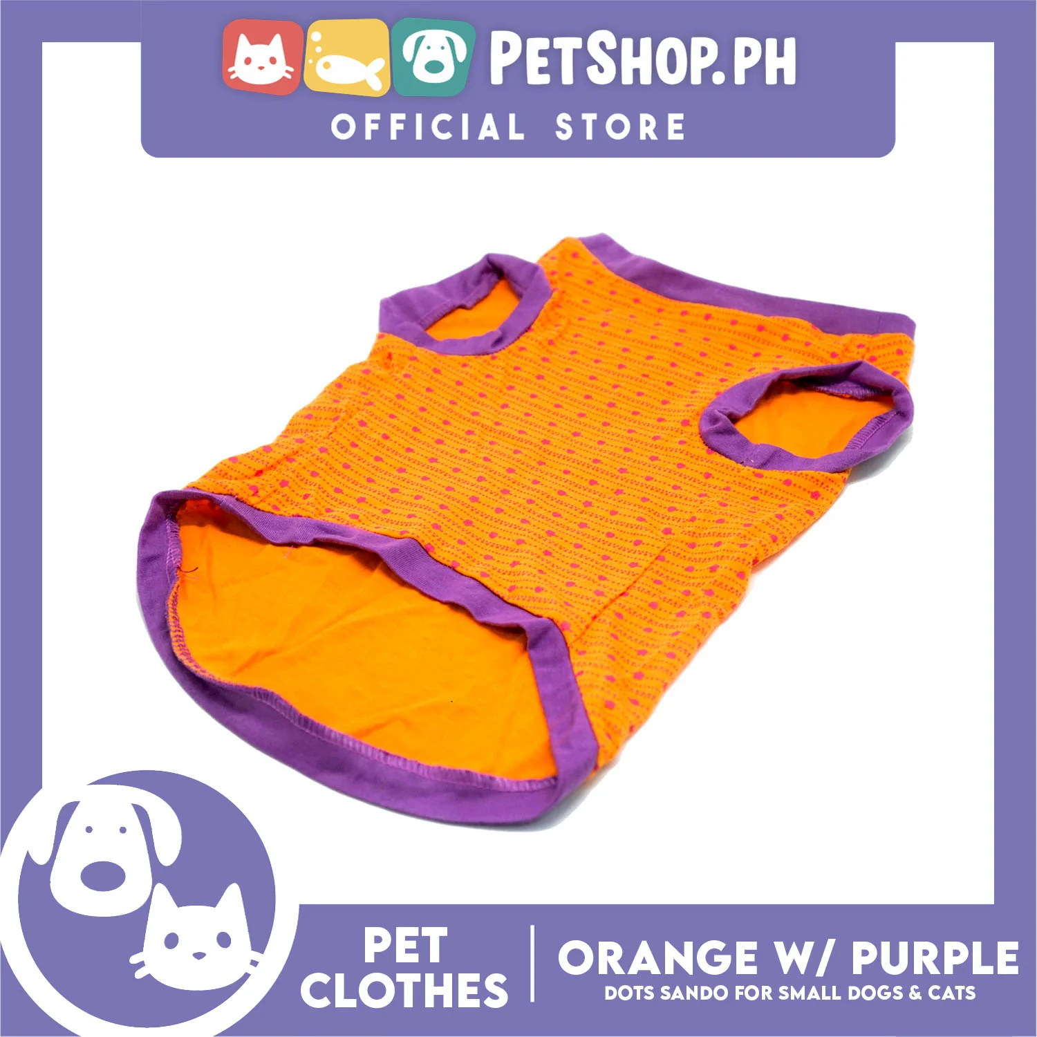 Pet Shirt Orange with Pink Dots Sando (Extra Large) Perfect Fit for Dogs and Cats Cloth - Image 3