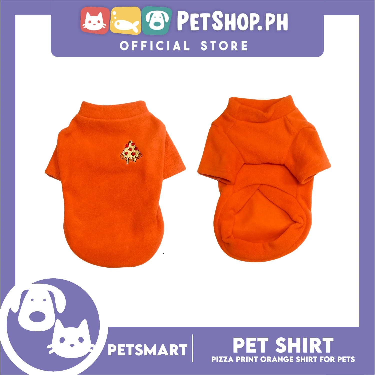 Pet Shirt Pizza Print Orange (Large) for Cats and Dogs Pet Clothes - Image 3