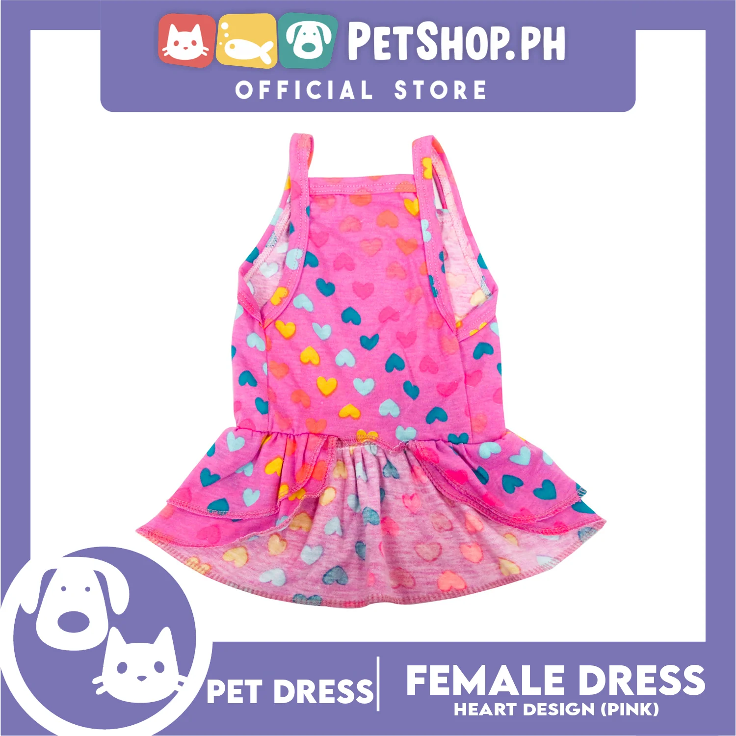 Pet Shirt Purple Dress Sando Shirt with Heart Design (Medium) Perfect Fit for Dogs and Cats Cloth - Image 4