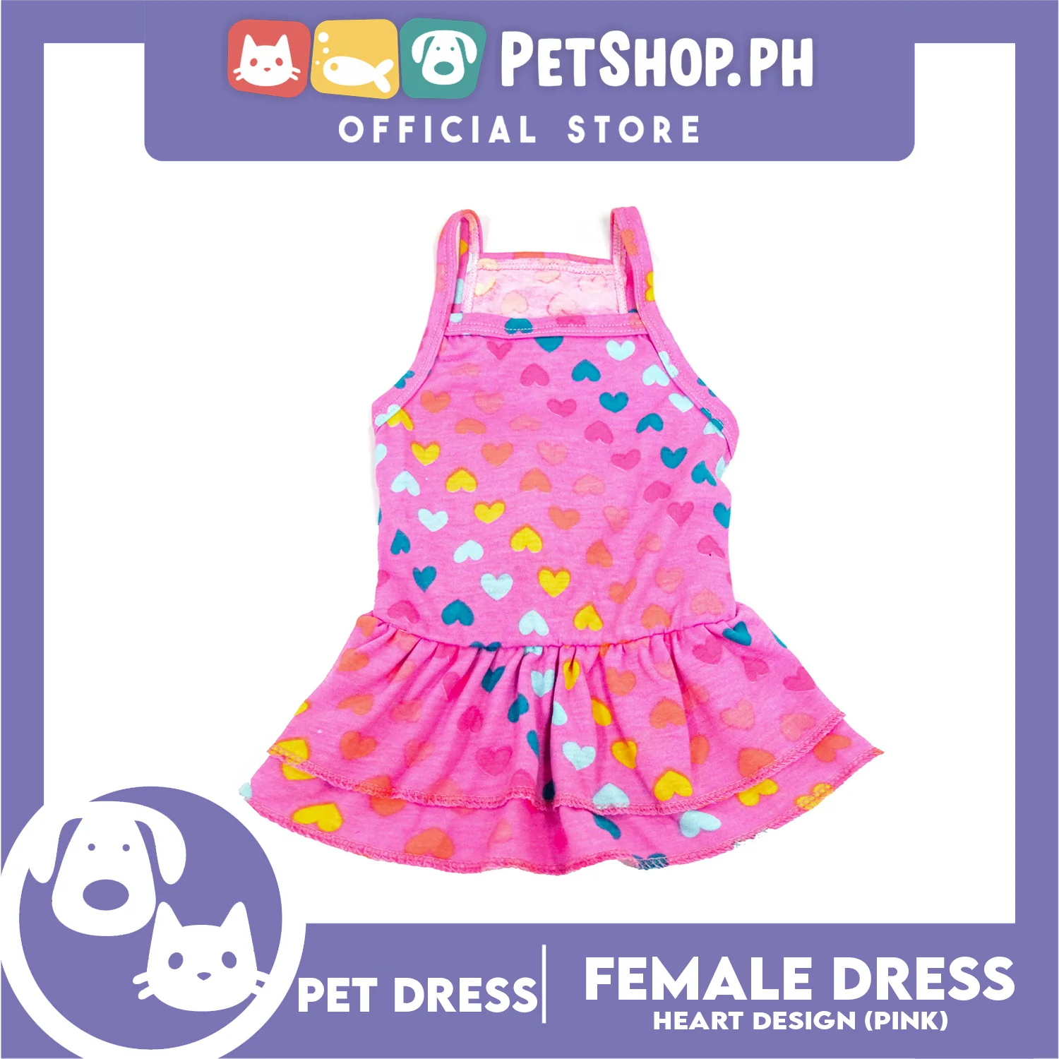 Pet Shirt Purple Dress Sando Shirt with Heart Design (Small) Perfect Fit for Dogs and Cats Cloth - Image 3
