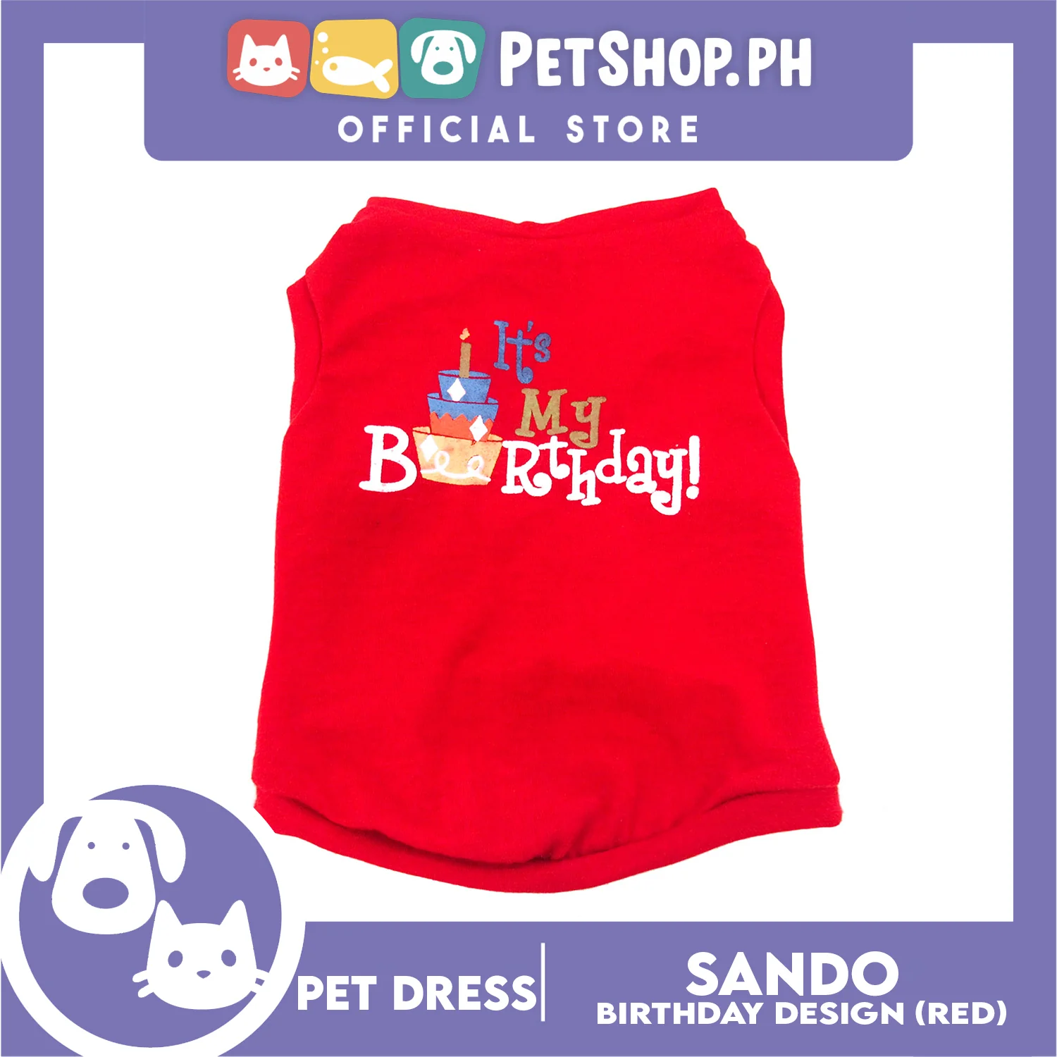 Pet Shirt Sleeveless (Large) with It's My Birthday at Back for Puppy, Small Dog, & Cat- Sando Breathable Clothes, Pet T-shirt, Dog Sando - Image 4