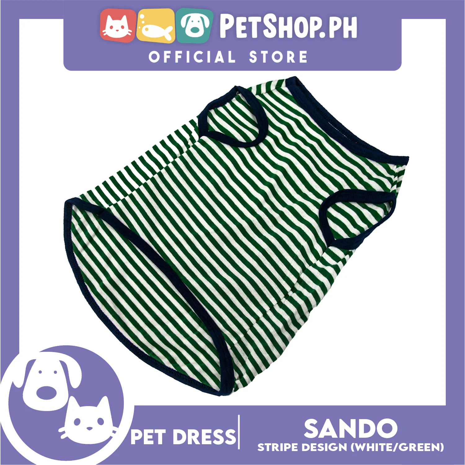 Pet Shirt Stripes (Extra Large) With Blue Piping Sleeveless for Puppy, Small Dog and Cats- Sando Breathable Clothes, Pet T-shirt, Sweatshirt - Image 4