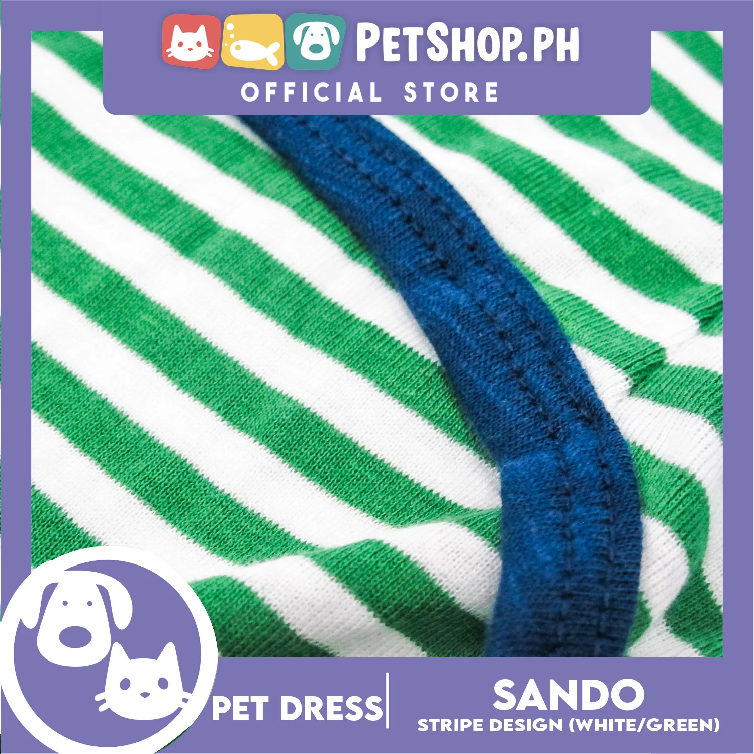 Pet Shirt Stripes (Large) With Blue Piping Sleeveless Sando for Puppy, Small Dog and Cats - Image 3