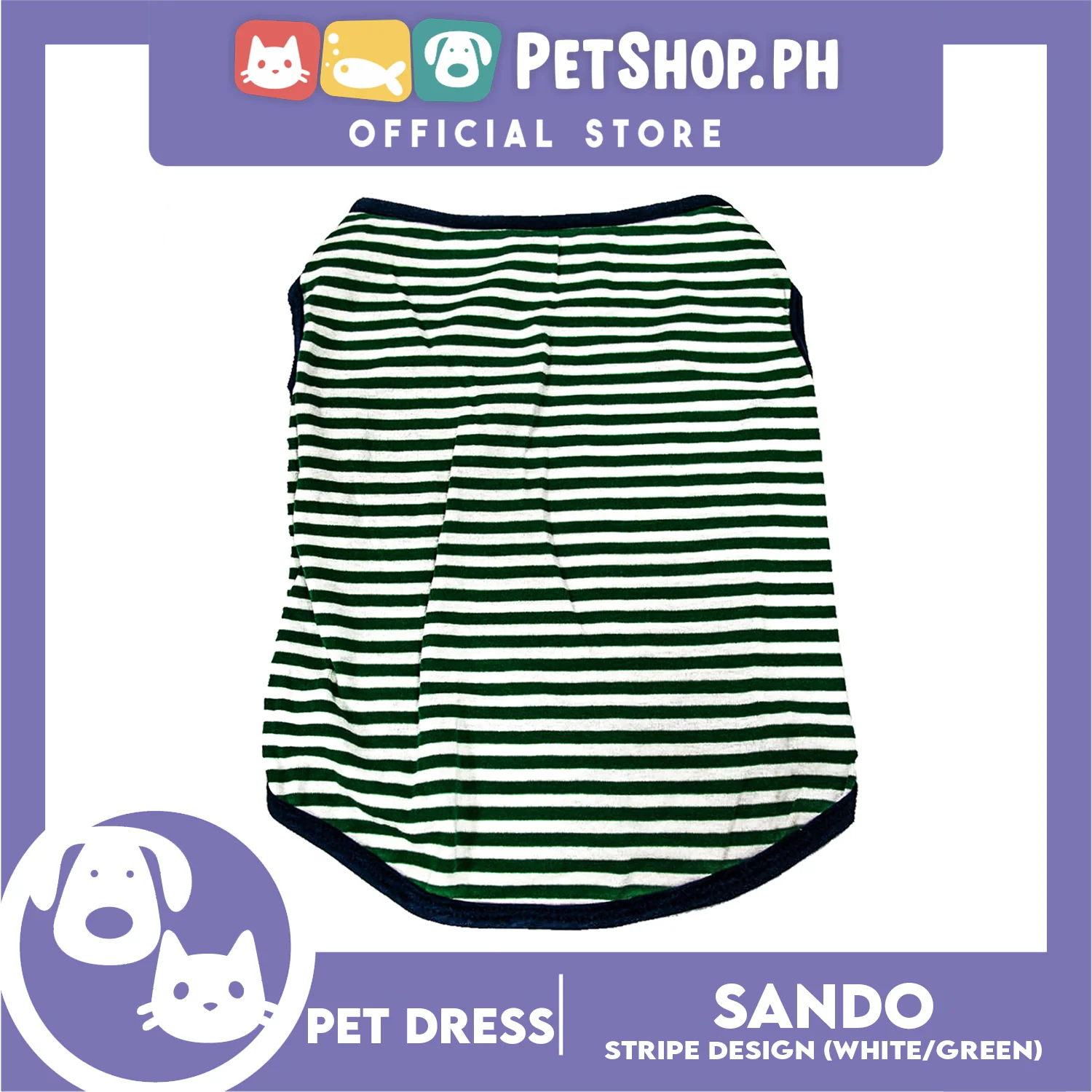 Pet Shirt Stripes (Medium) With Blue Piping Sleeveless for Puppy, Small Dog and Cats- Sando Breathable Clothes, Pet T-shirt, Sweatshirt - Image 4