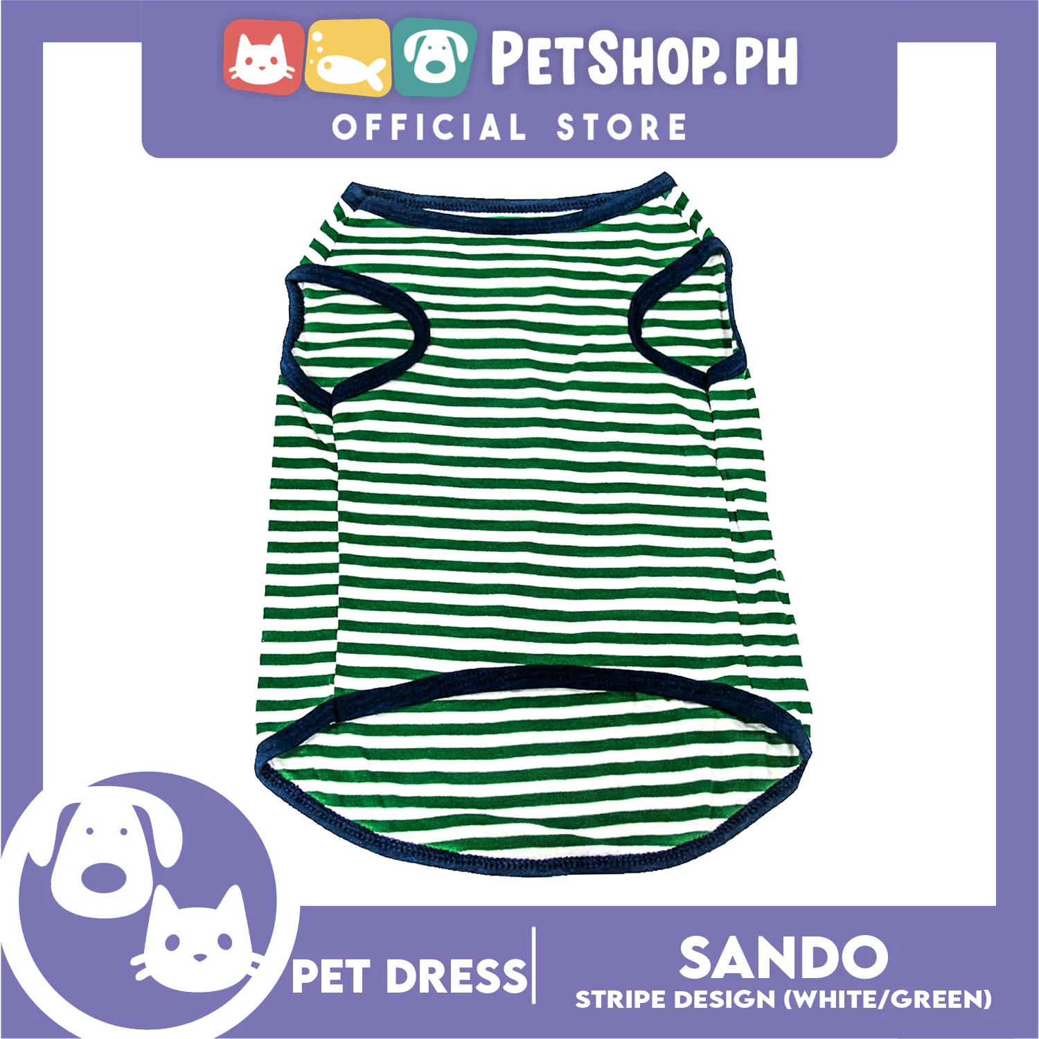 Pet Shirt Stripes (Medium) With Blue Piping Sleeveless for Puppy, Small Dog and Cats- Sando Breathable Clothes, Pet T-shirt, Sweatshirt - Image 5