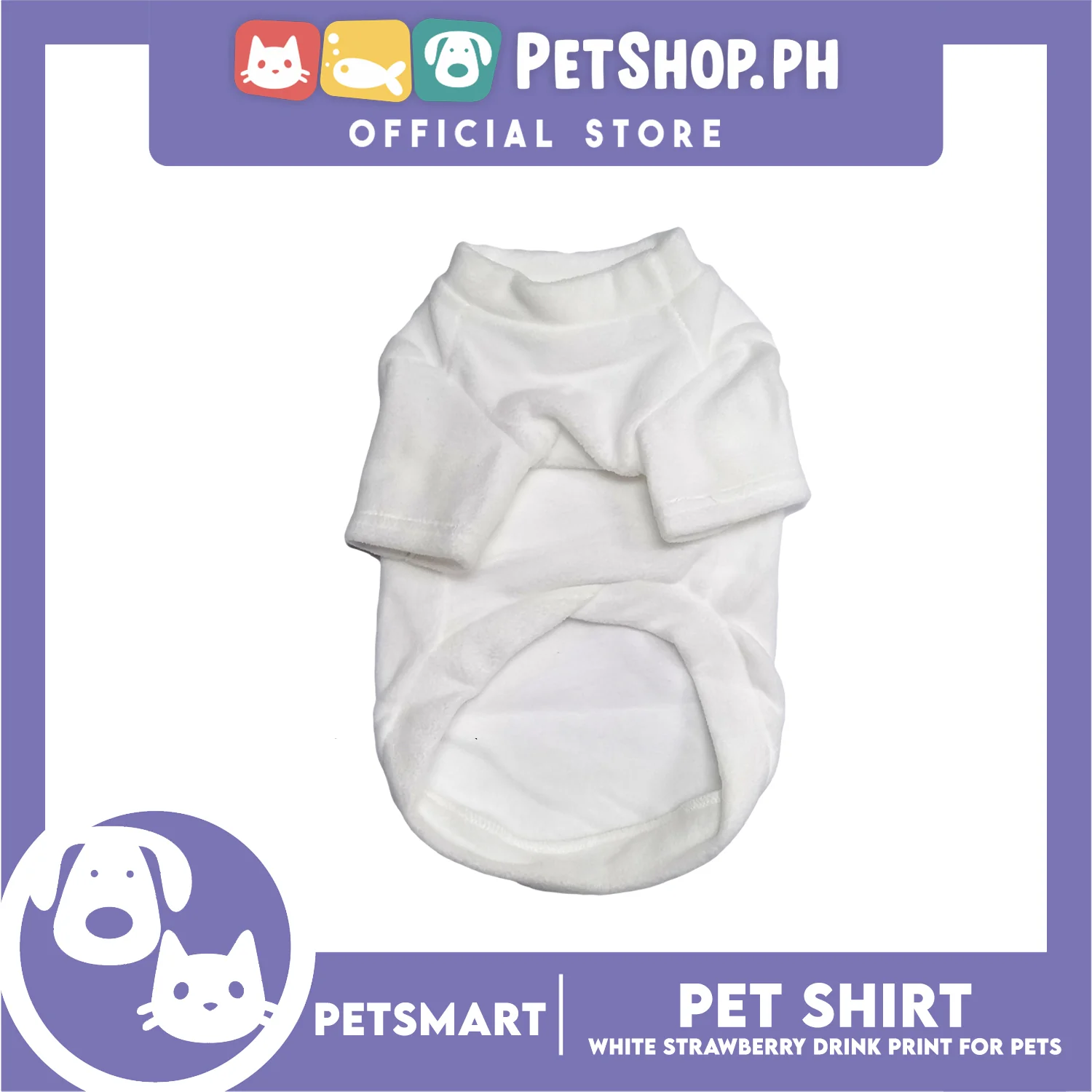 Pet Shirt White Strawberry Drink Design (Medium) for Cats and Dogs Pet Clothes - Image 3