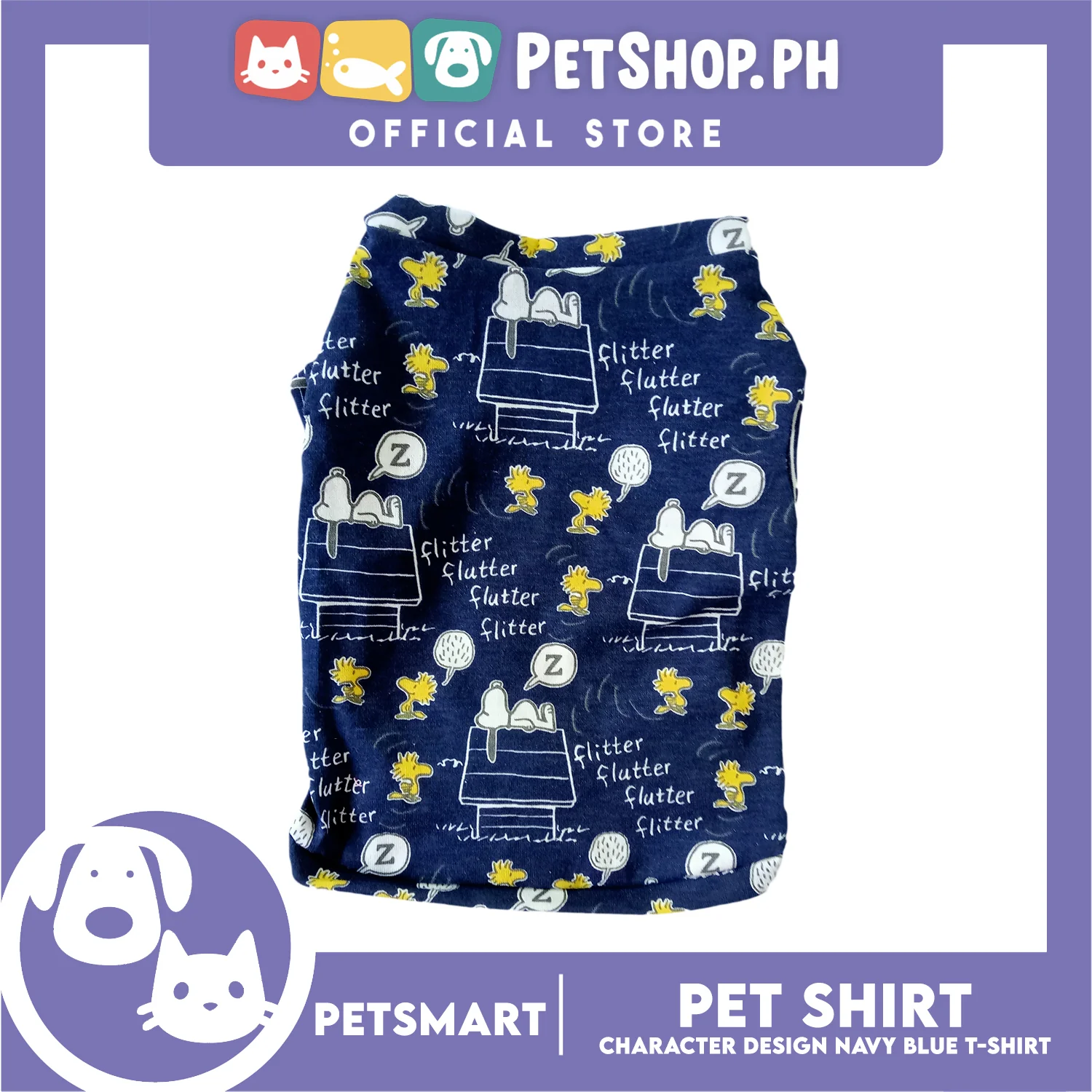 Pet T-Shirt, Character Design Navy Blue DG-CTN155L (Large) Perfect Fit For Dogs And Cats, Pet Clothes, Soft and Comfortable Pet Clothing - Image 2