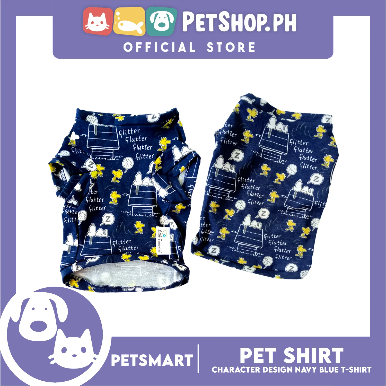 Pet T-Shirt, Character Design Navy Blue DG-CTN155L (Large) Perfect Fit For Dogs And Cats, Pet Clothes, Soft and Comfortable Pet Clothing - Image 4