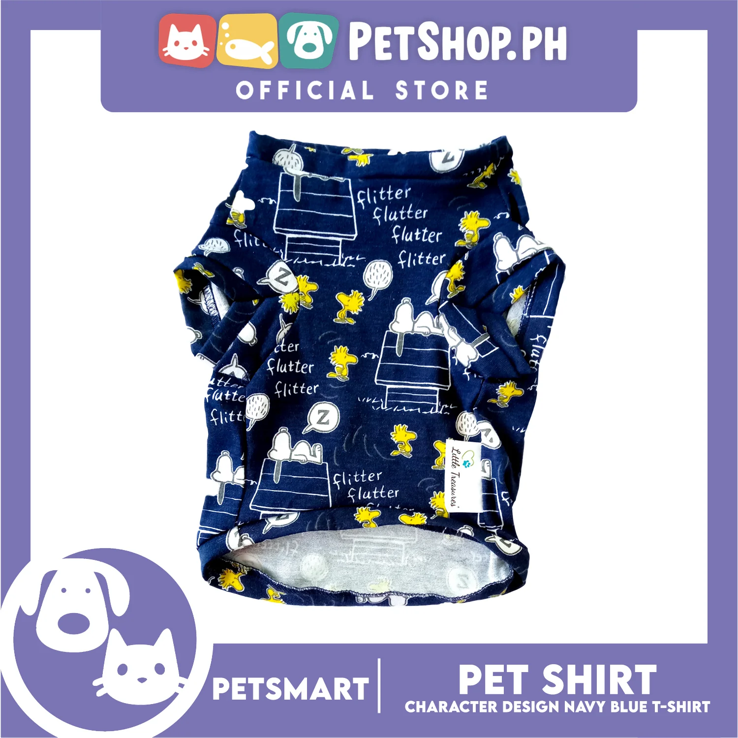 Pet T-Shirt, Character Design Navy Blue DG-CTN155S (Small) Perfect Fit For Dogs And Cats, Pet Clothes, Soft and Comfortable Pet Clothing - Image 4