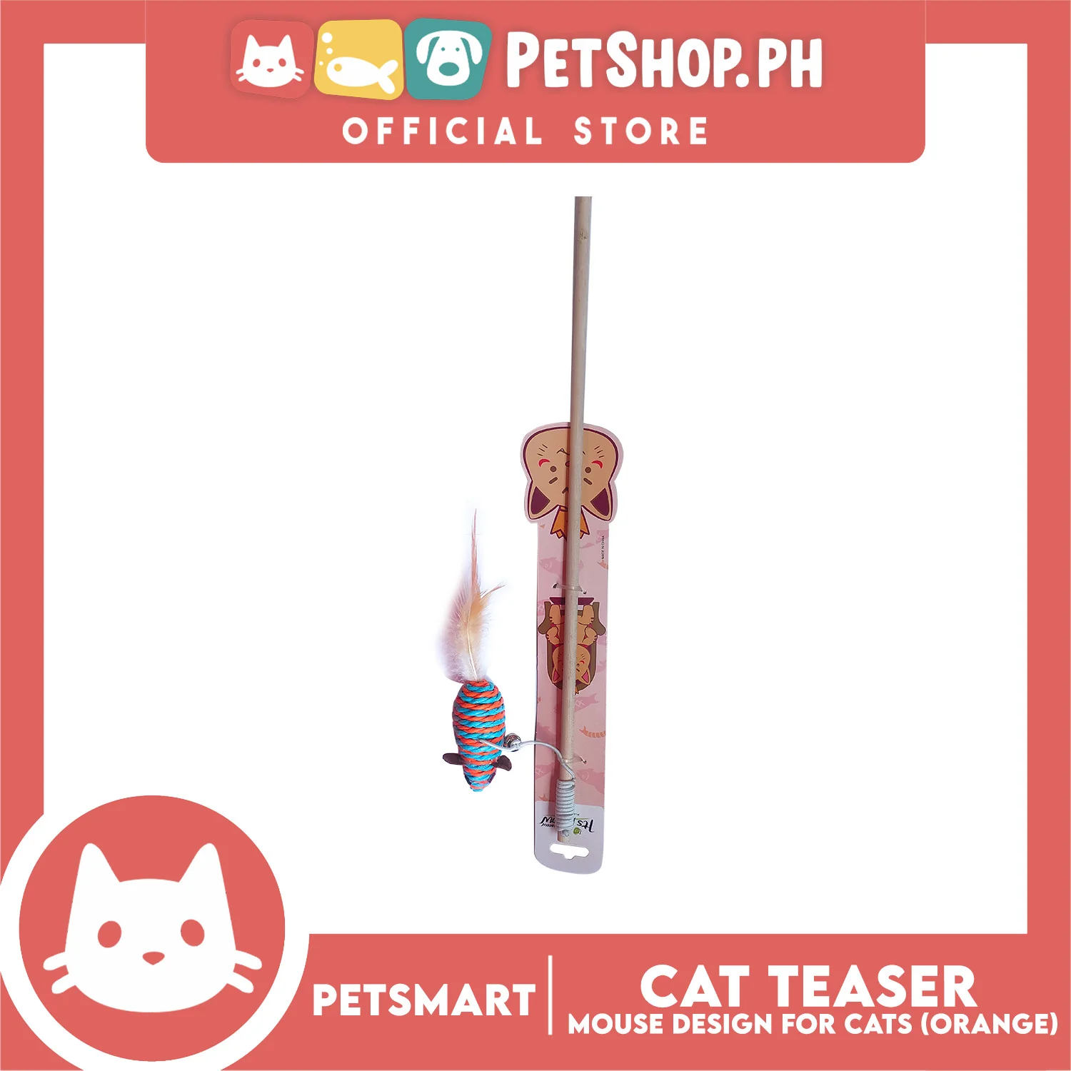 Pet Toy Cat Teaser Mouse Design (Orange) - Image 3