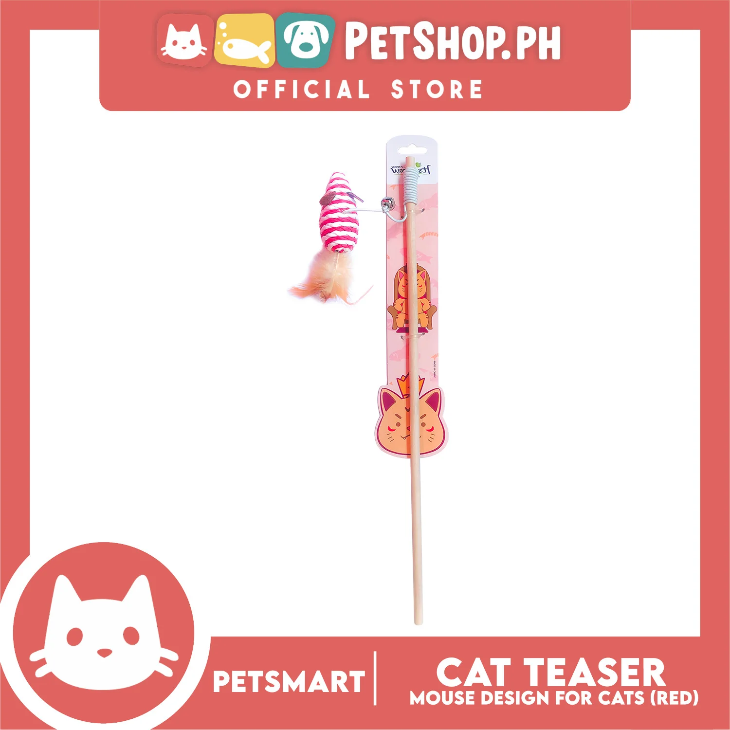 Pet Toy Cat Teaser Mouse Design (Red) - Image 3