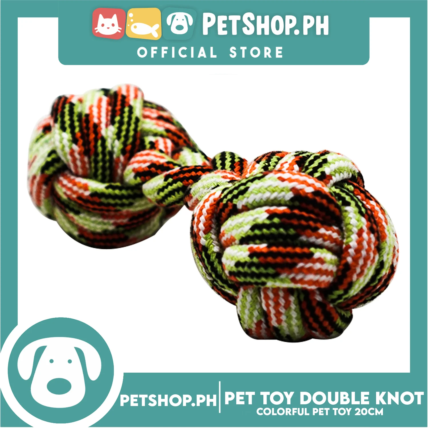 Pet Toy Colorful Double Knot Rope Ball Toys 20cm for Small Medium Dogs Puppies - Image 2