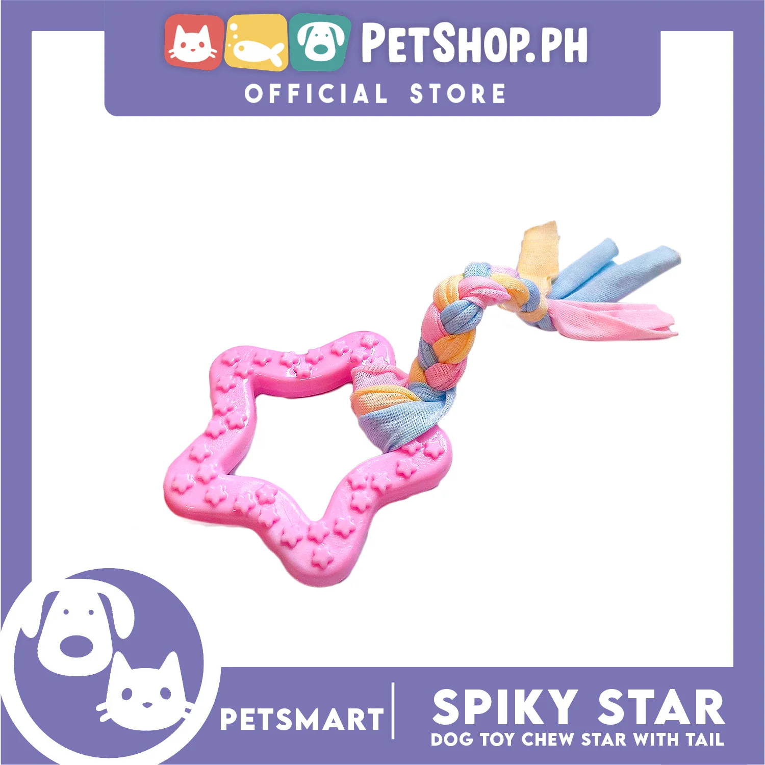 Pet Toy Dog Chew Star with Tail (Pink) - Image 2