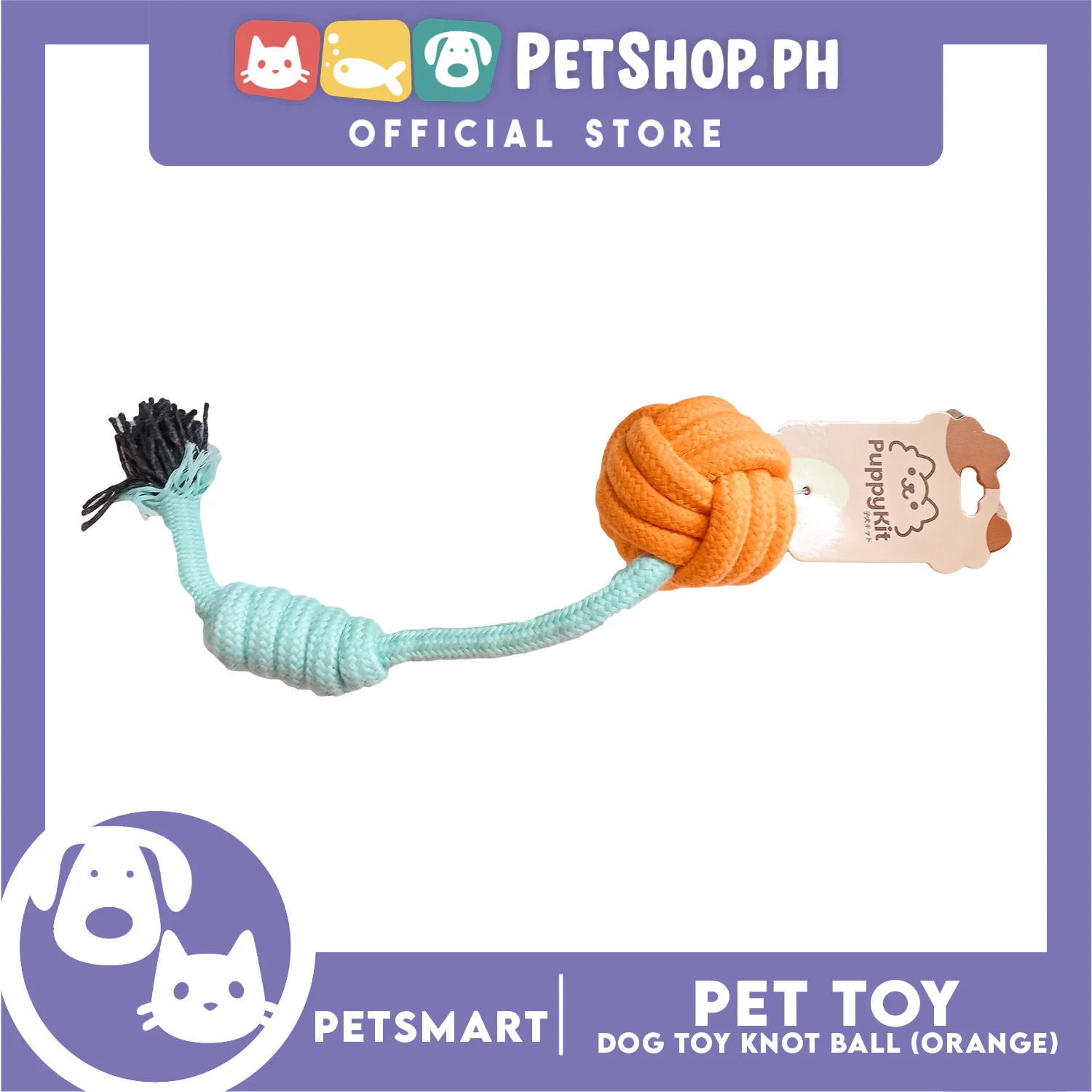 Pet Toy Knot Ball Design (Orange) - Image 2