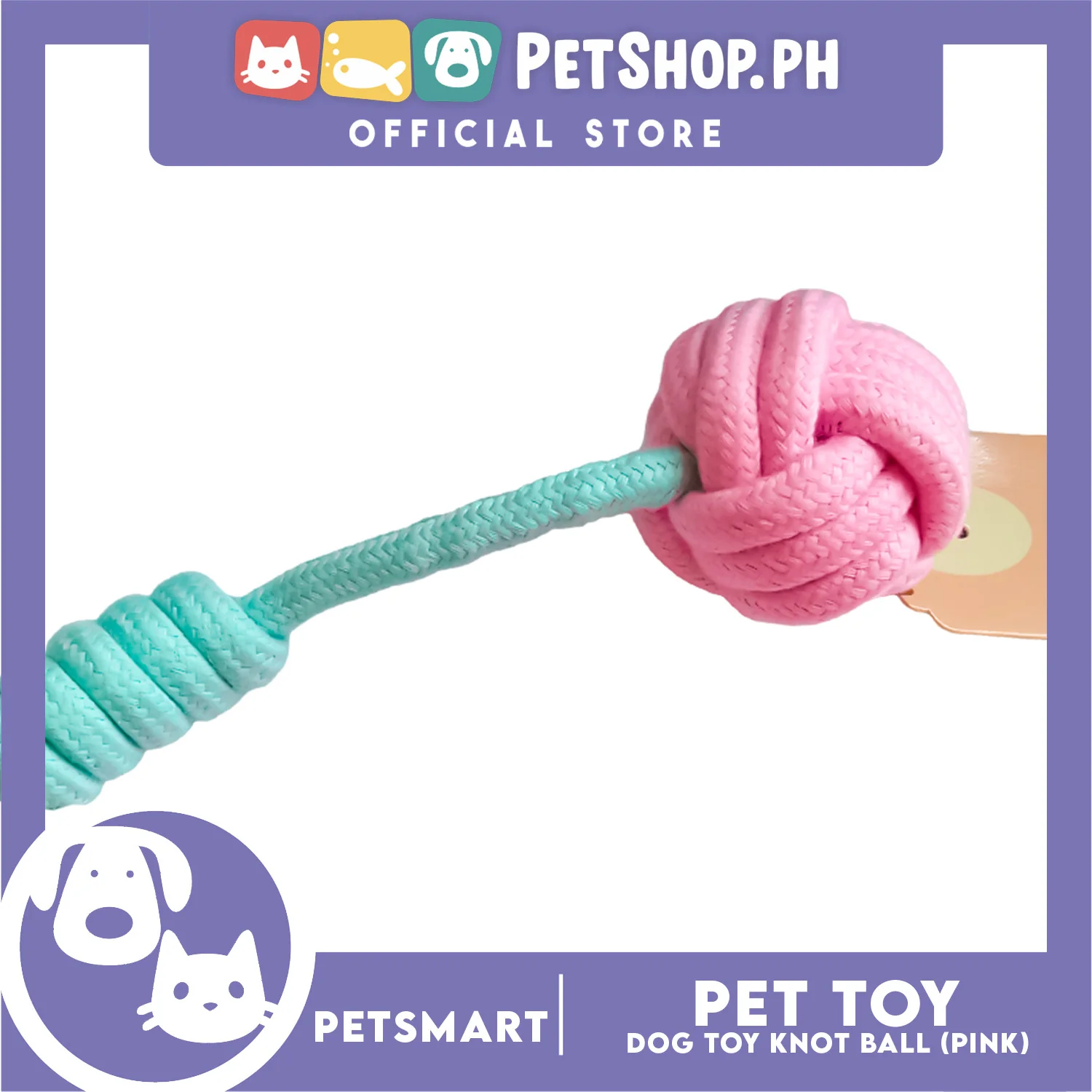 Pet Toy Knot Ball Design (Pink) - Image 2