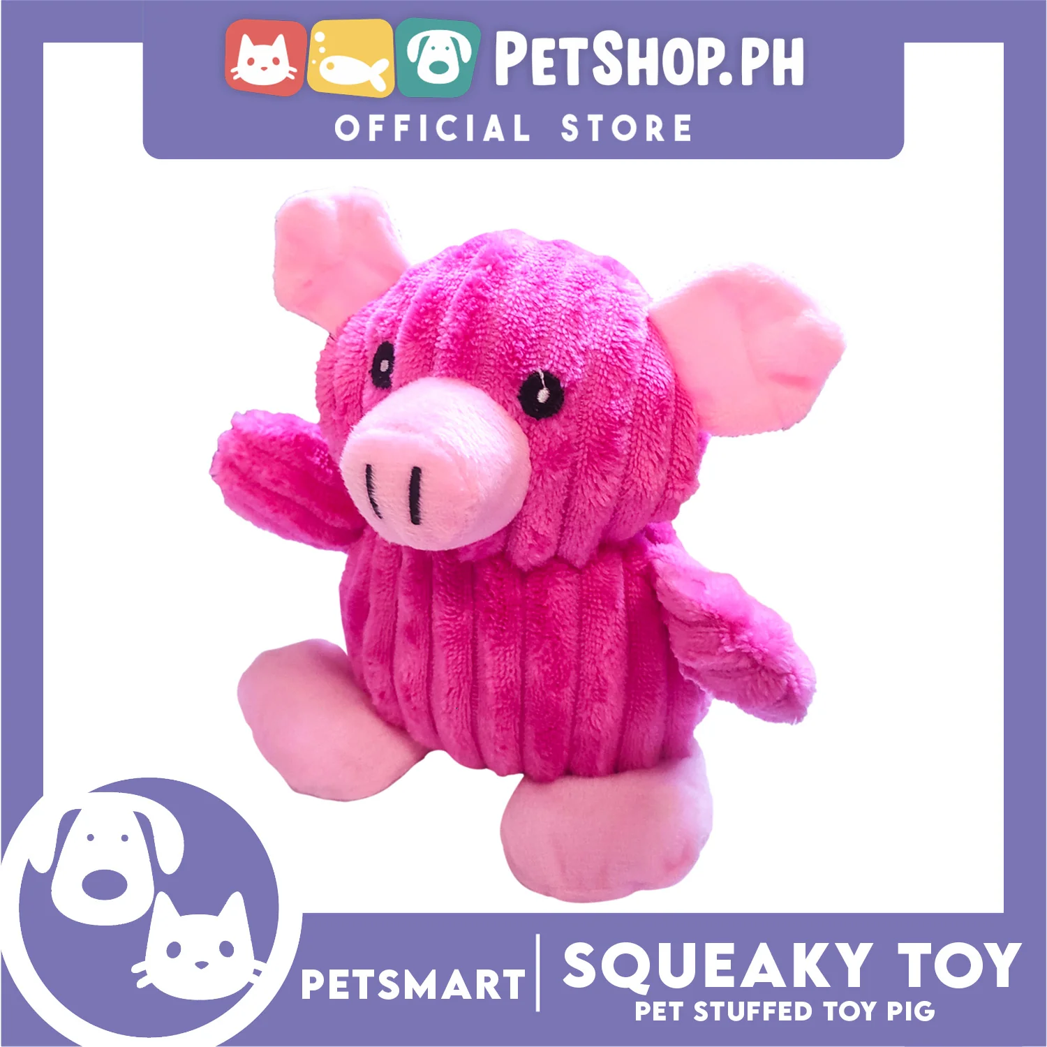 Pet Toy Squeeky Stuffed Animal Pig (Pink) - Image 2