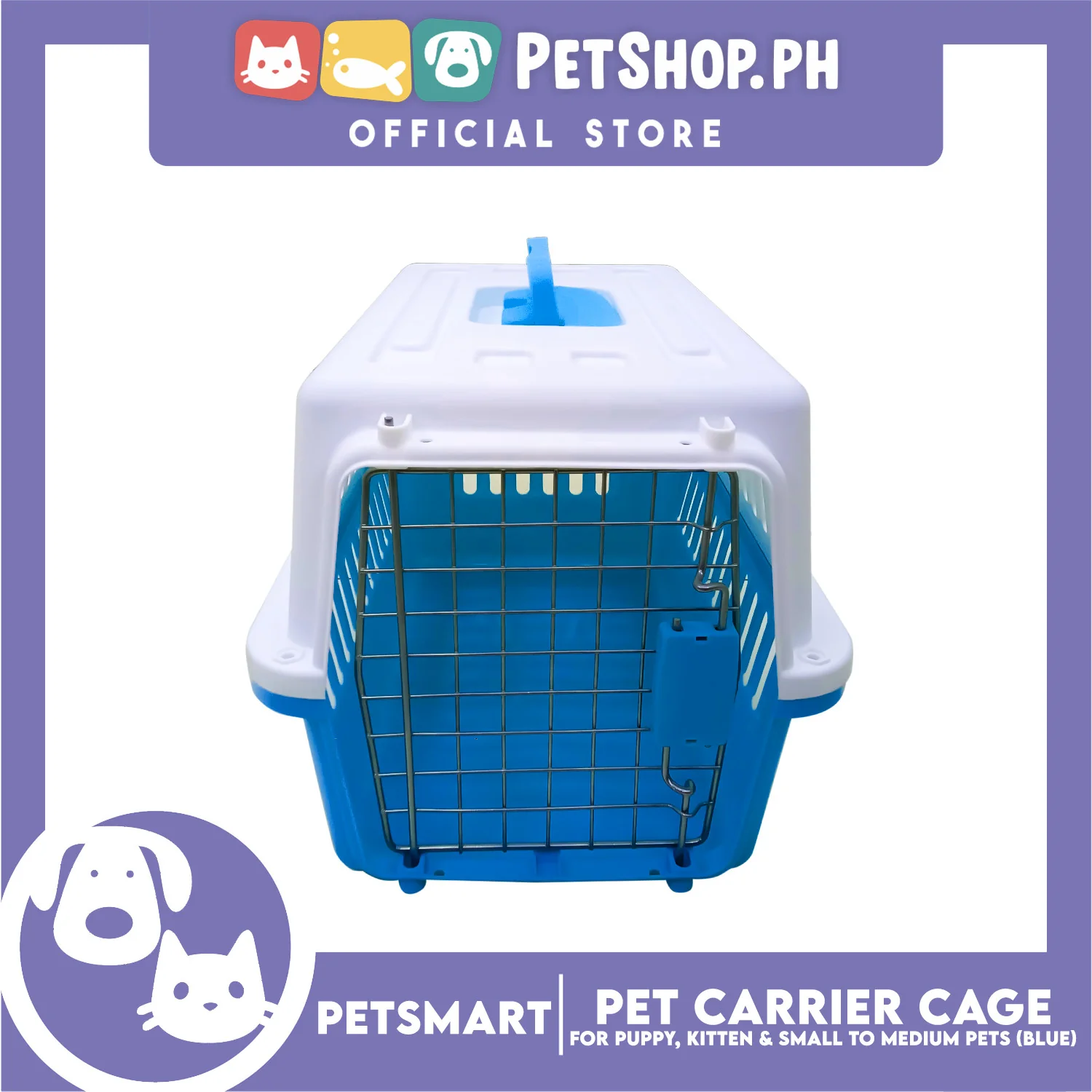 Pet Travel Carrier / Cage (Blue) for Small to Medium Pets - Image 2