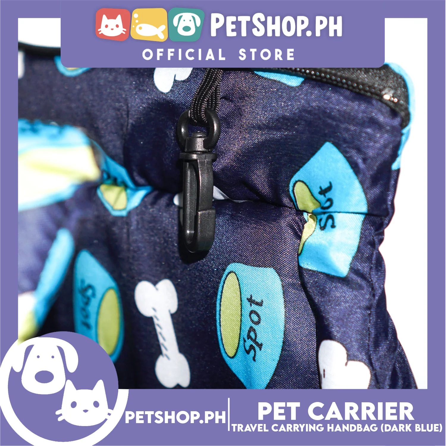 Pet Travel Handbag Carrier Dog Design Large for Smal Medium Dogs Cats (Dark Blue) - Image 6