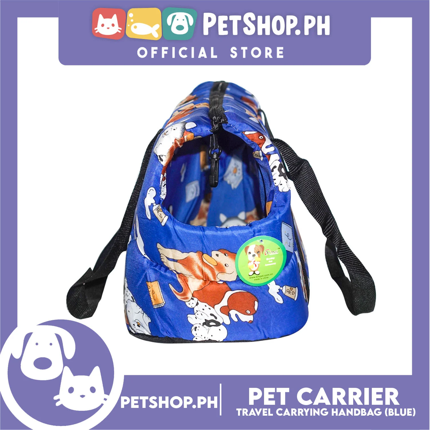 Pet Travel Handbag Carrier Dog Design Medium for Little Medium Dogs Puppy Cats (Blue) - Image 3